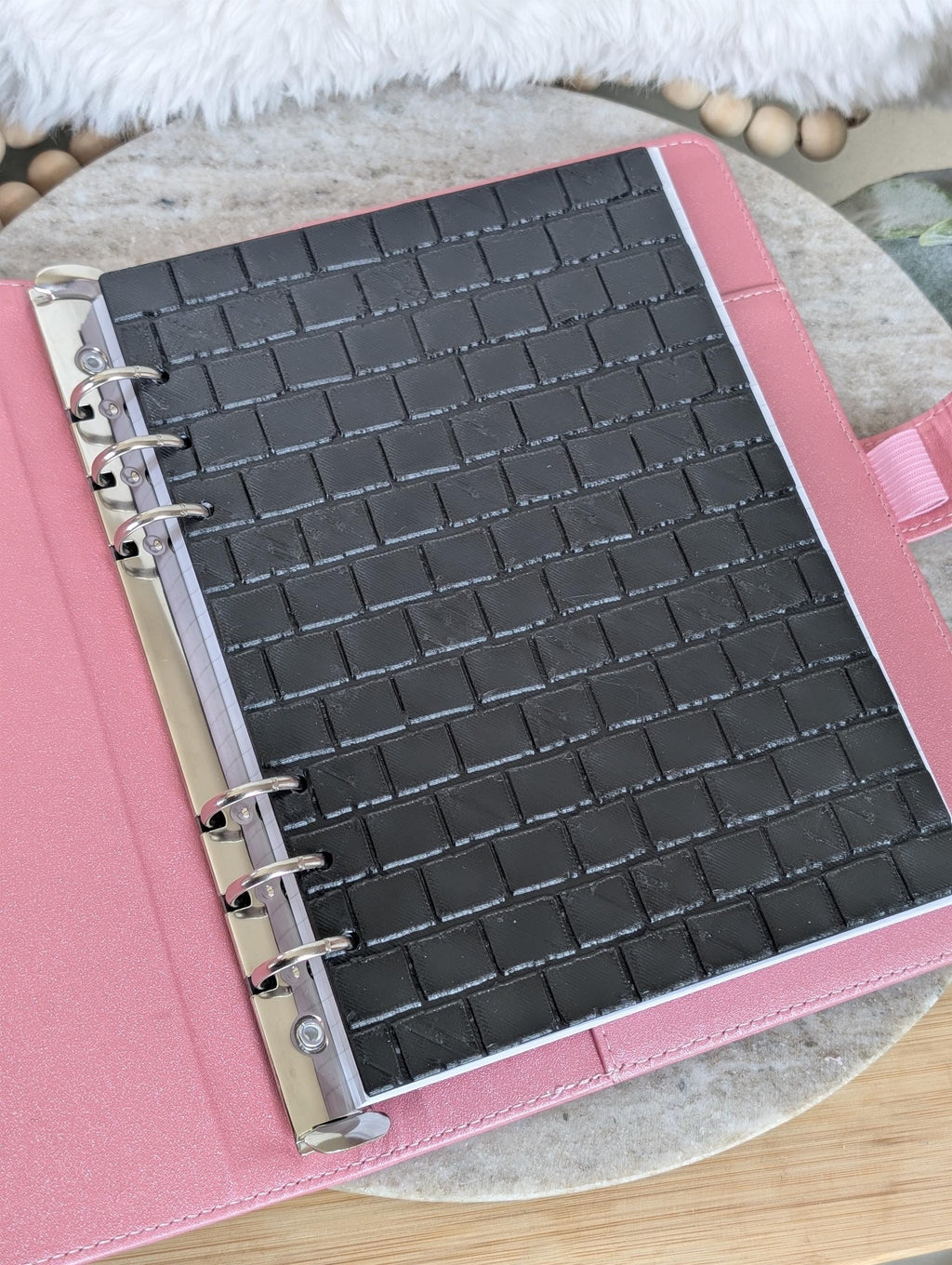 Black Brick Planner Dashboard Decorative Brick Stone Texture Design Decor Notebook Flyleaf Insert for A5 3D Printed Journal Cover