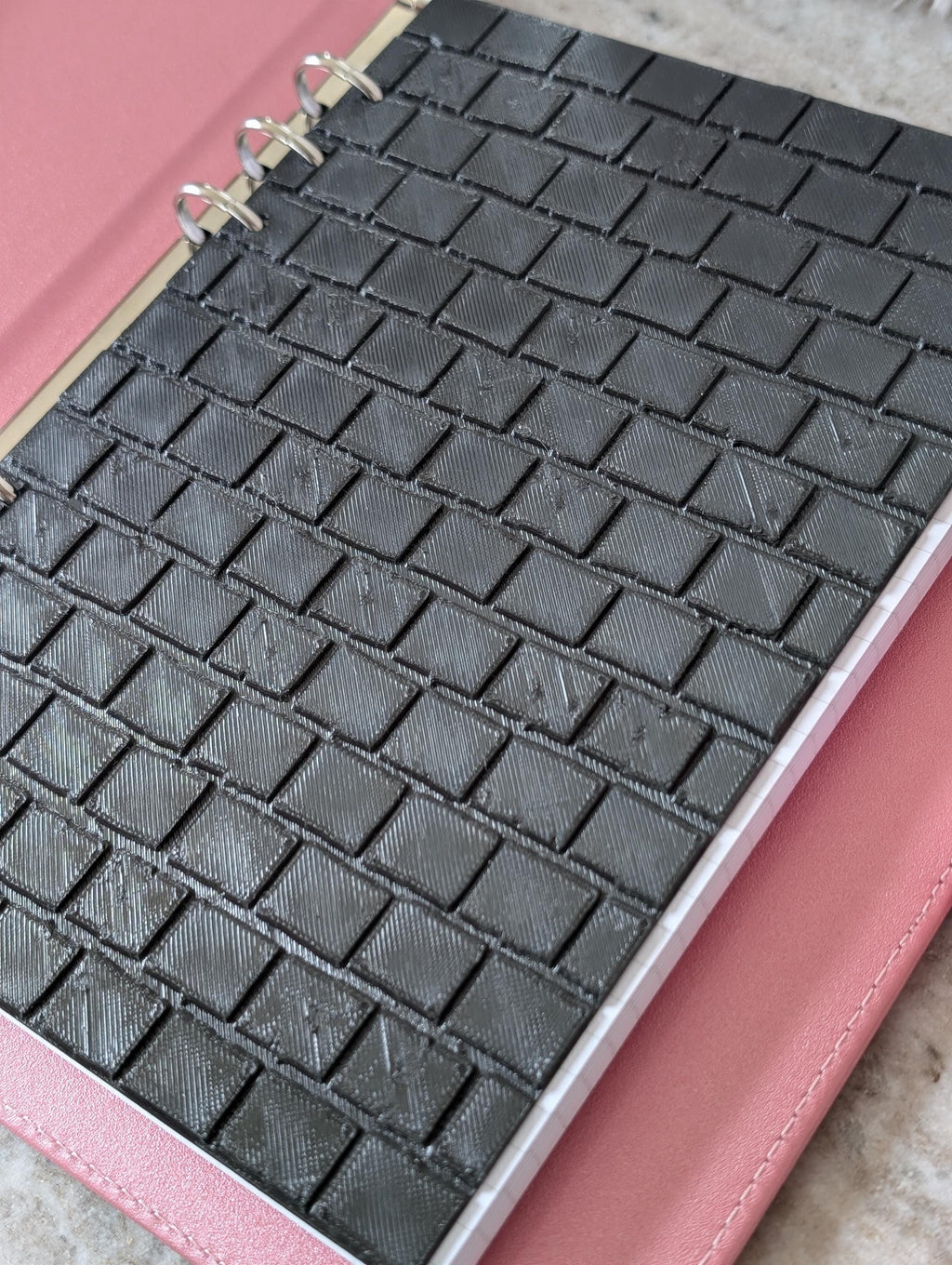 Black Brick Planner Dashboard Decorative Brick Stone Texture Design Decor Notebook Flyleaf Insert for A5 3D Printed Journal Cover