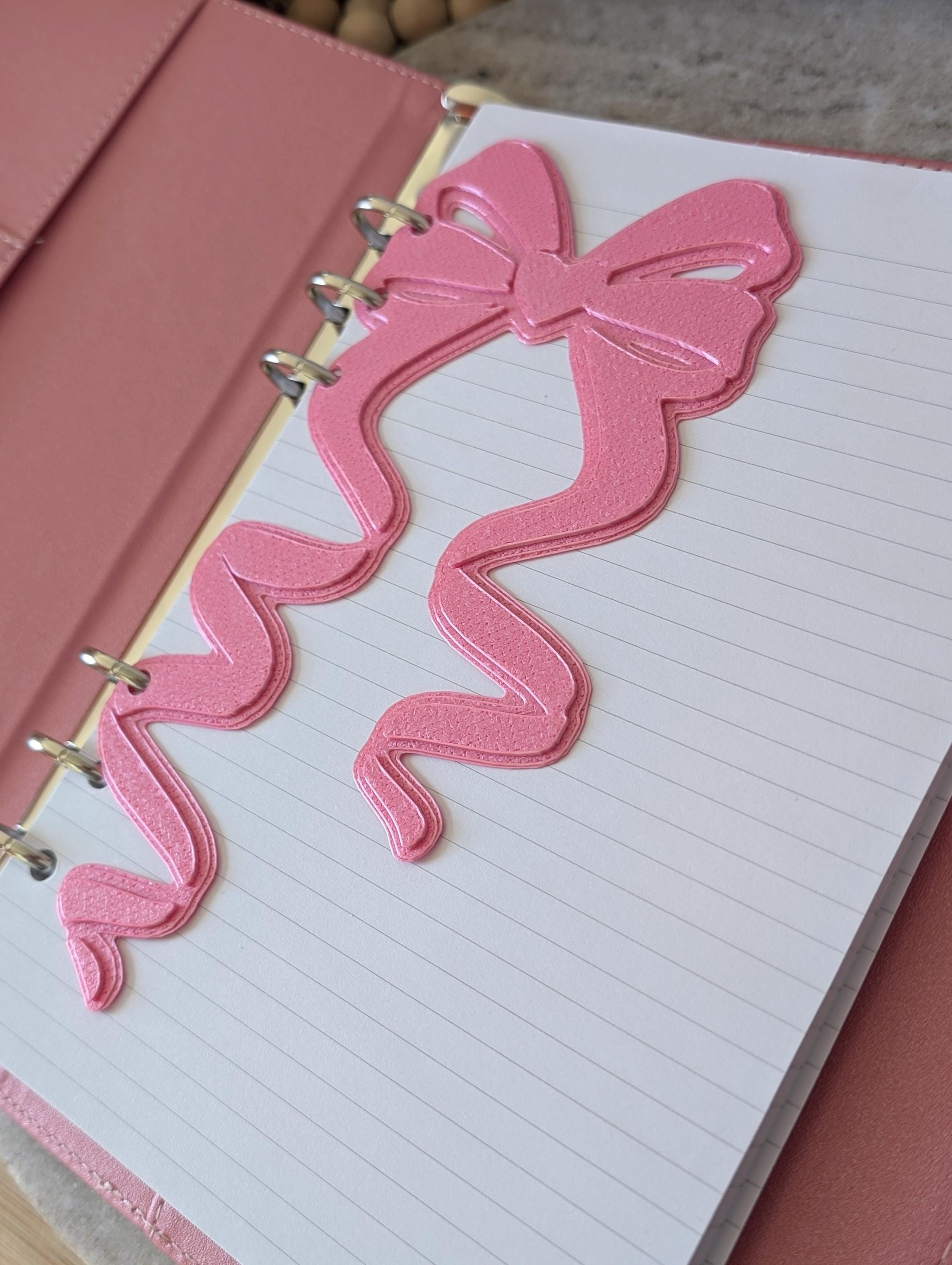 Pink Coquette Bow Dashboard Layered Decor for A5 Planner binders 3d Printed Overlay Insert Page Marker Soft Pink Girly Aesthetic