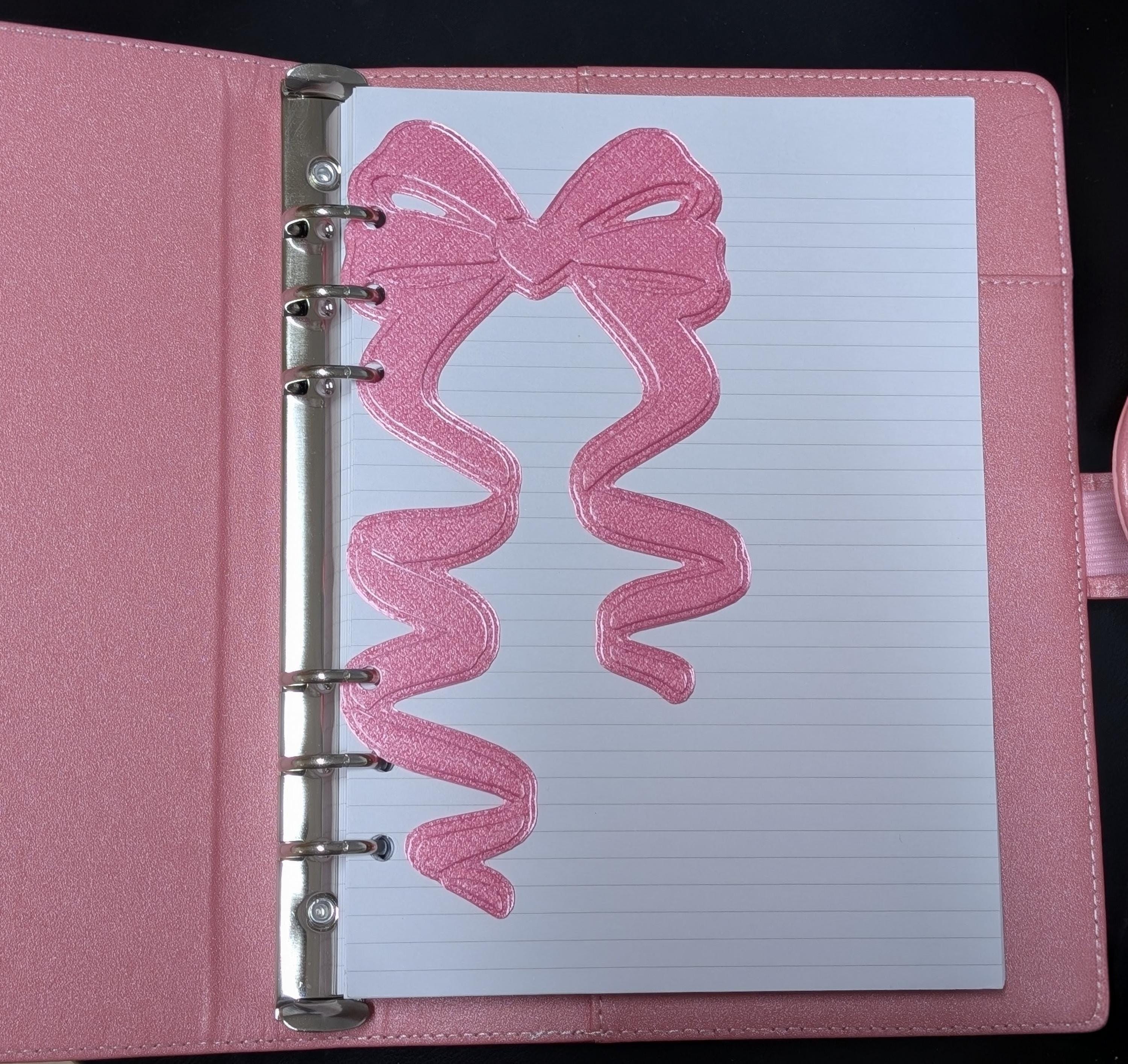 Pink Coquette Bow Dashboard Layered Decor for A5 Planner binders 3d Printed Overlay Insert Page Marker Soft Pink Girly Aesthetic