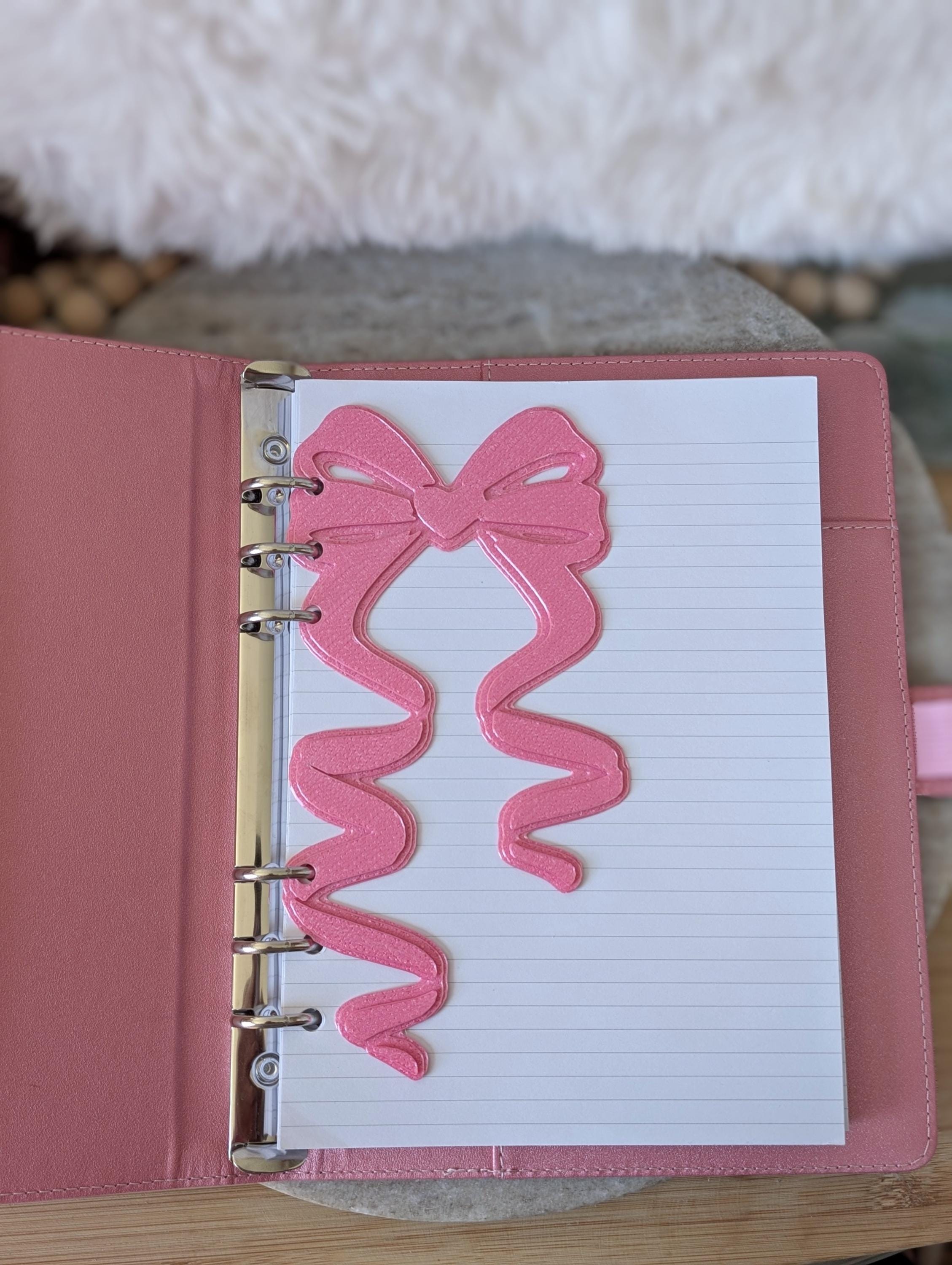 Pink Coquette Bow Dashboard Layered Decor for A5 Planner binders 3d Printed Overlay Insert Page Marker Soft Pink Girly Aesthetic
