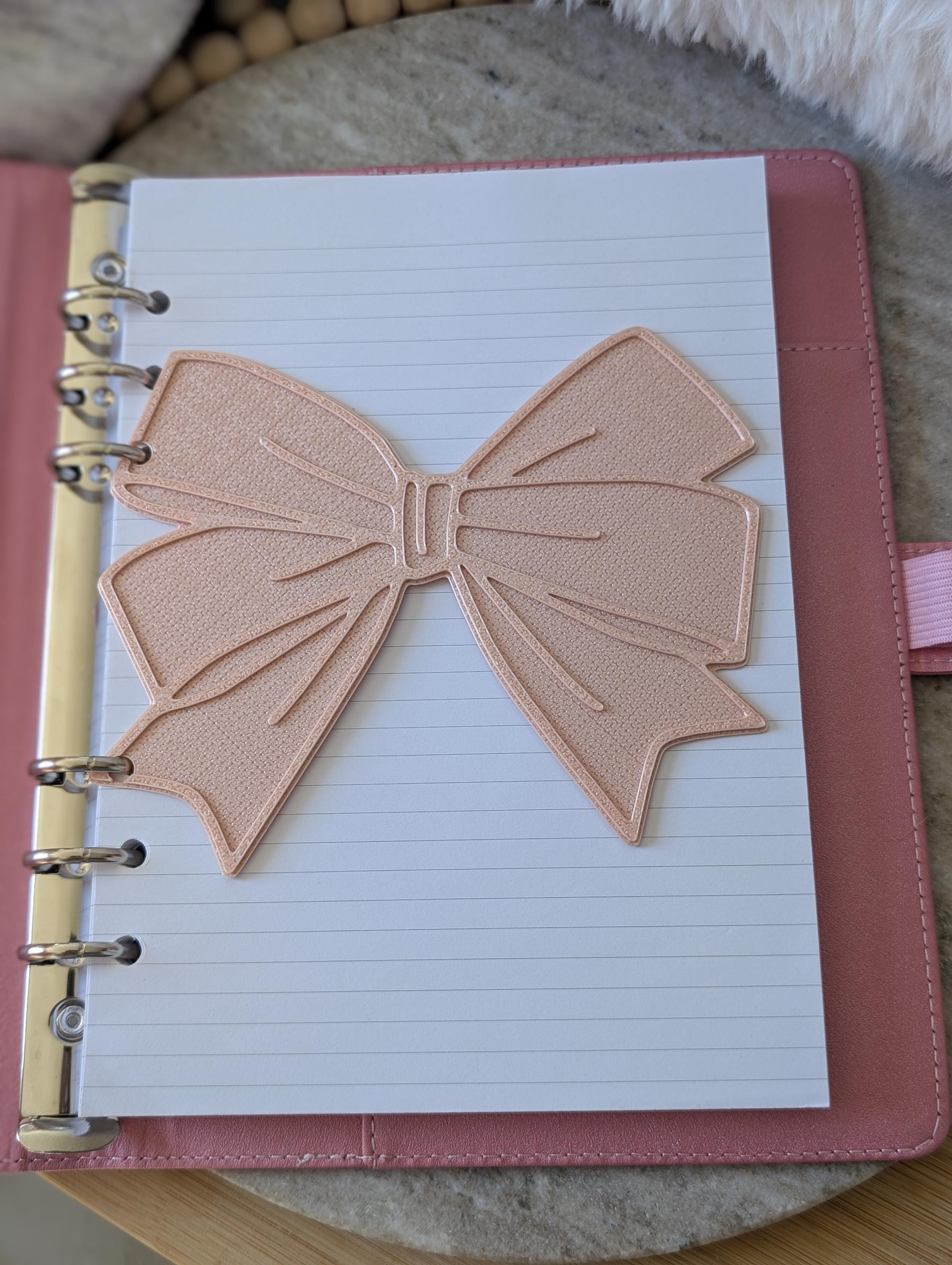 Blush Pink Bow Dashboard Layered Decor for A5 planner binders 3d Printed Overlay Insert Page Marker Soft Pink Girly Aesthetic