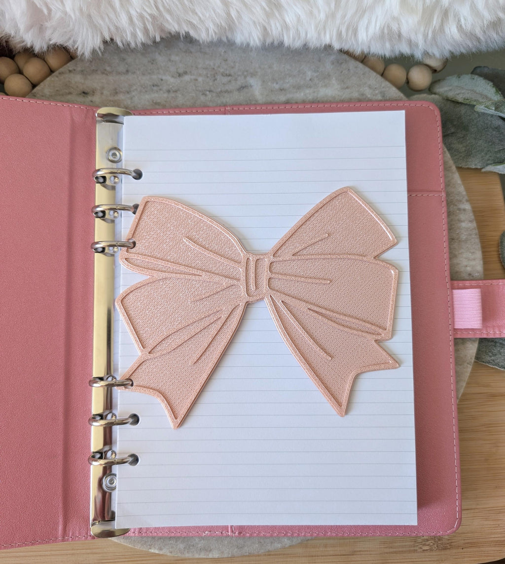 Blush Pink Bow Dashboard Layered Decor for A5 planner binders 3d Printed Overlay Insert Page Marker Soft Pink Girly Aesthetic