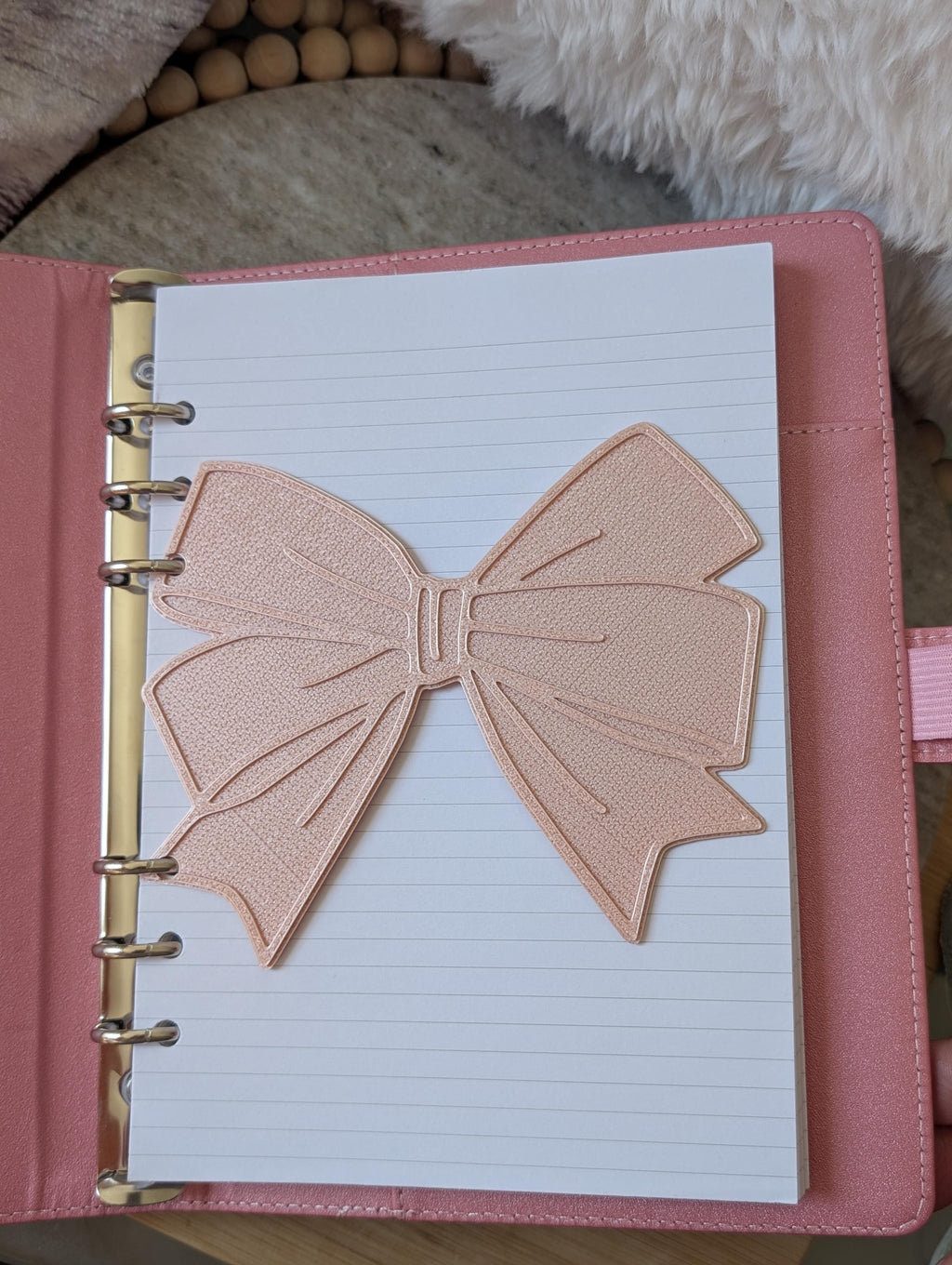 Blush Pink Bow Dashboard Layered Decor for A5 planner binders 3d Printed Overlay Insert Page Marker Soft Pink Girly Aesthetic
