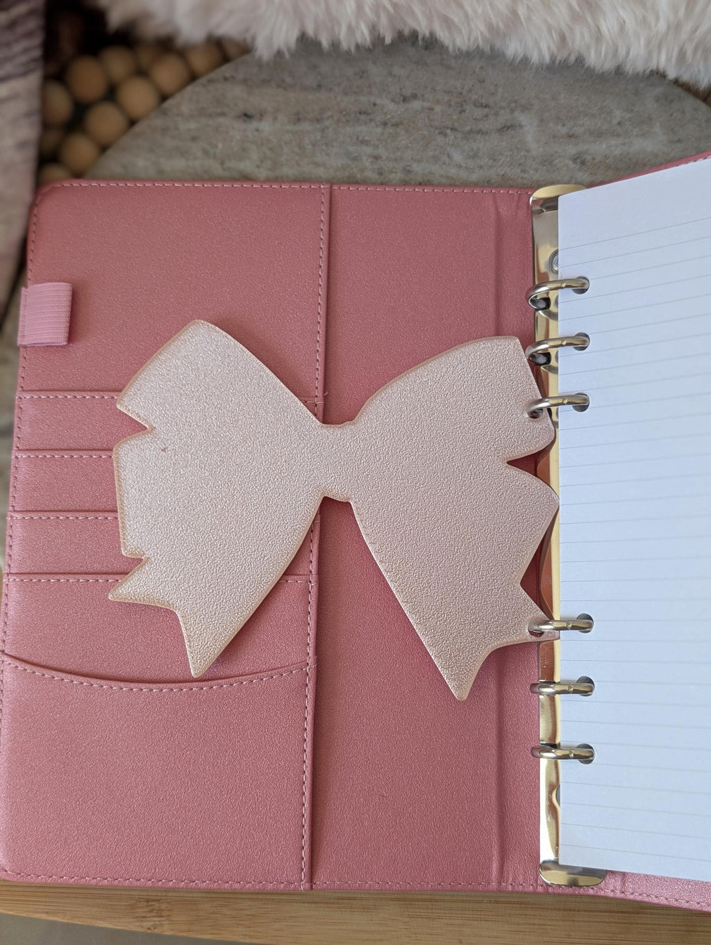 Blush Pink Bow Dashboard Layered Decor for A5 planner binders 3d Printed Overlay Insert Page Marker Soft Pink Girly Aesthetic