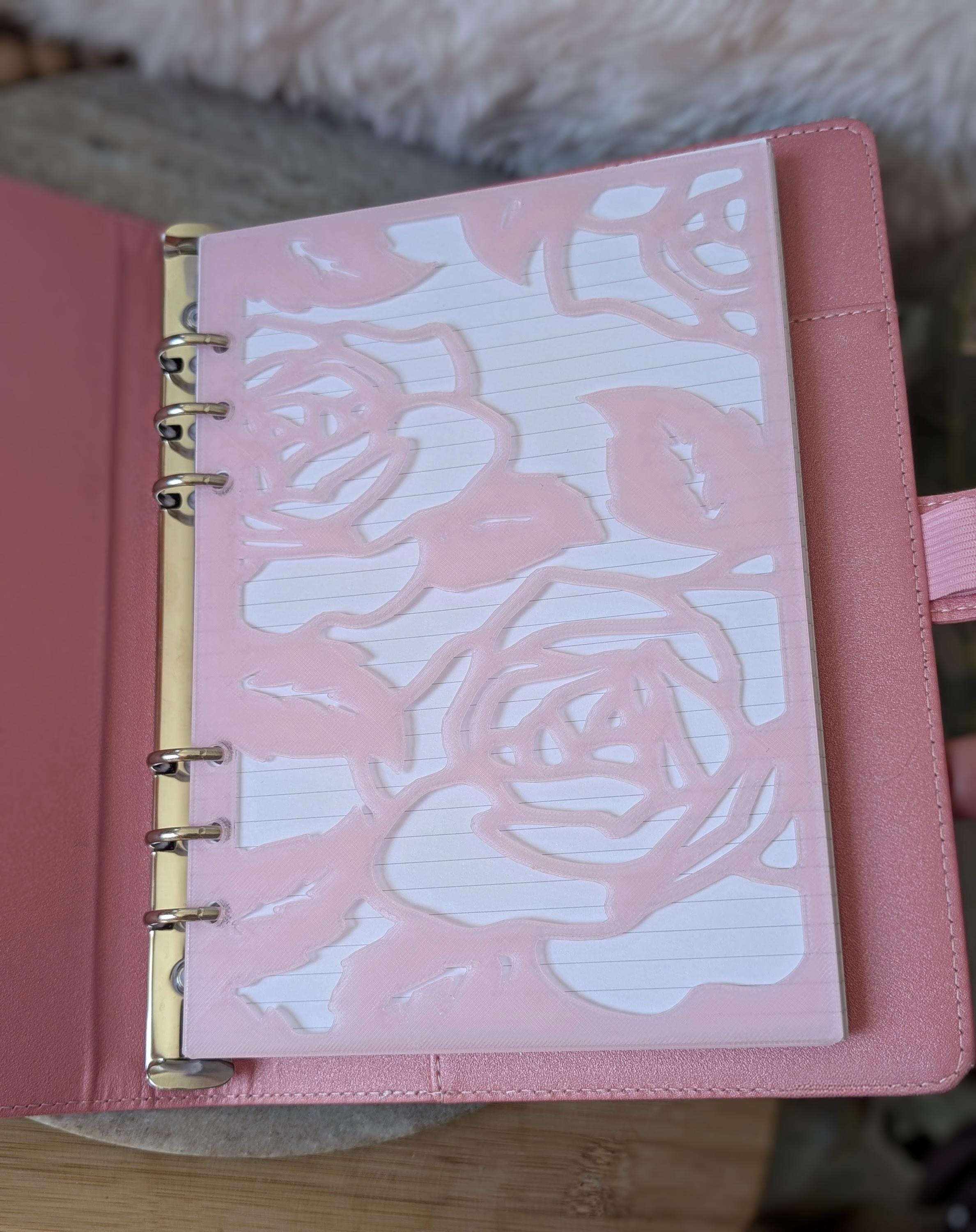 Light Pink Rose Overlay Layer Decor for A5 Planner binders 3d Printed Dashboard Flyleaf Insert Page Marker Soft Pink Girly Aesthetic