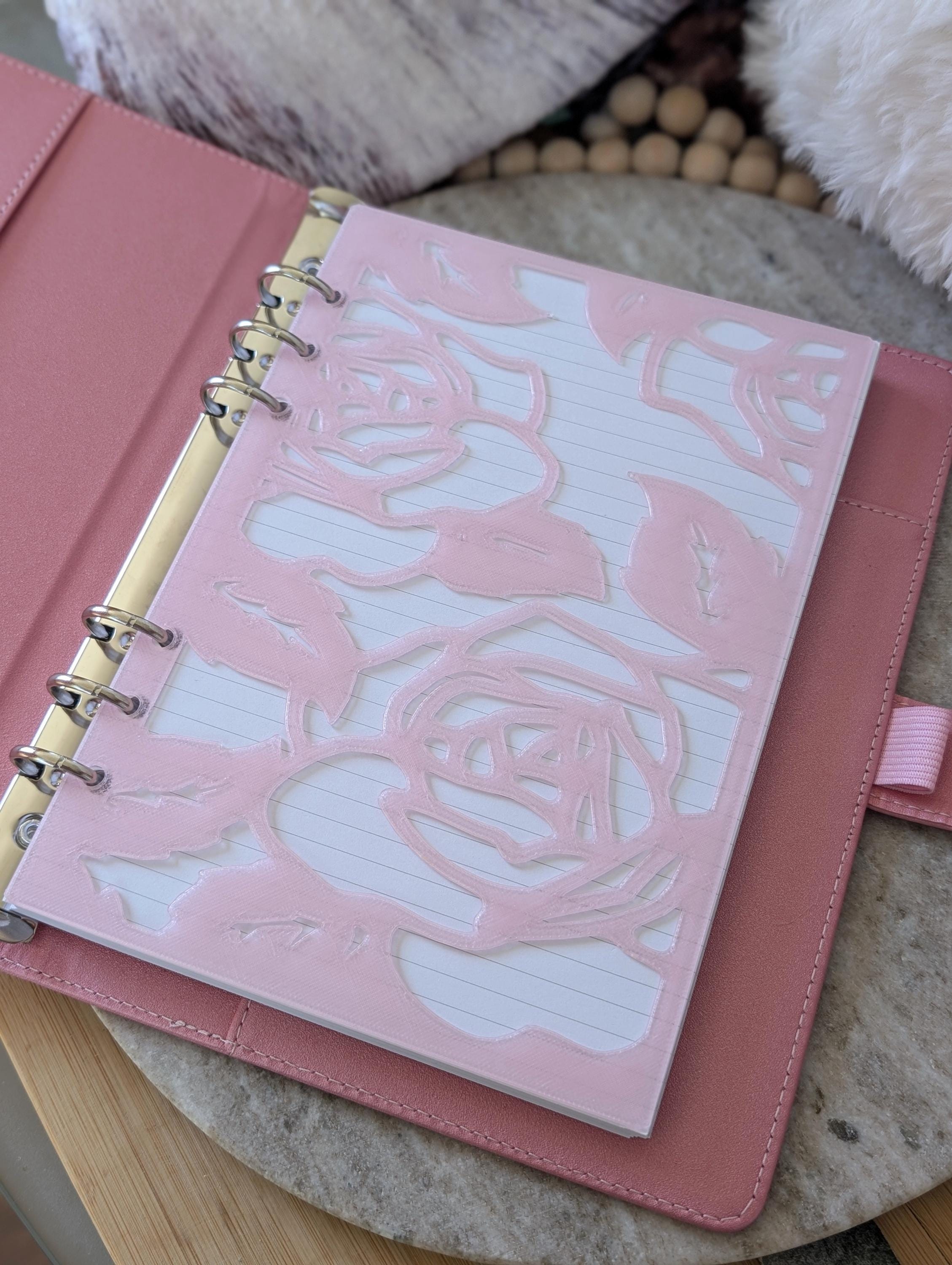 Light Pink Rose Overlay Layer Decor for A5 Planner binders 3d Printed Dashboard Flyleaf Insert Page Marker Soft Pink Girly Aesthetic