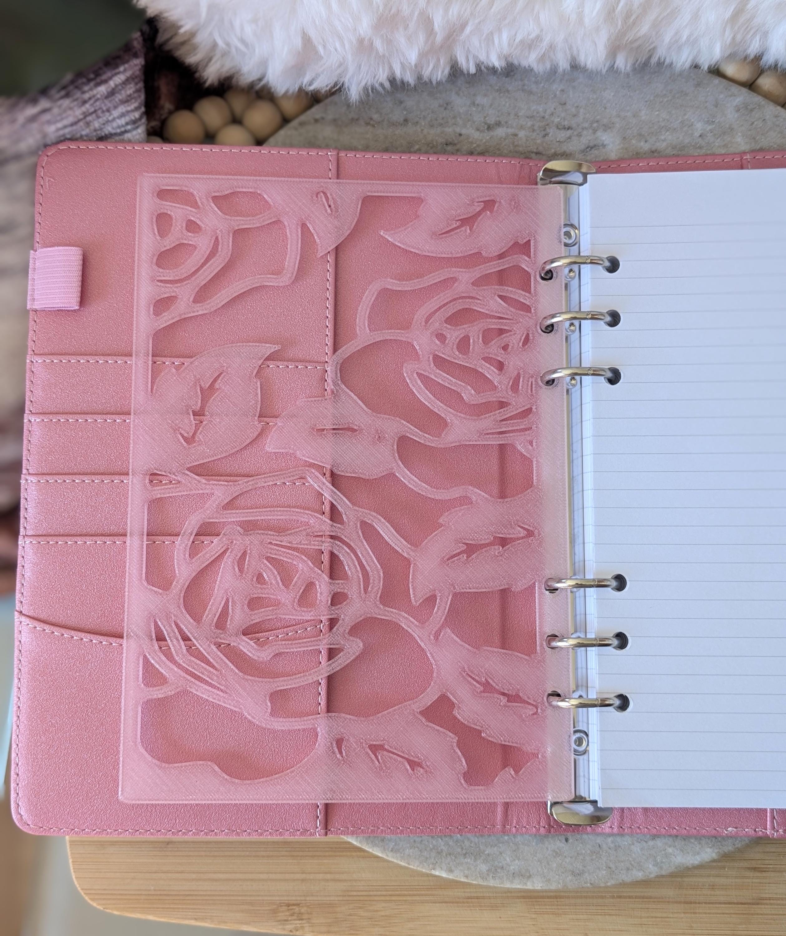 Light Pink Rose Overlay Layer Decor for A5 Planner binders 3d Printed Dashboard Flyleaf Insert Page Marker Soft Pink Girly Aesthetic