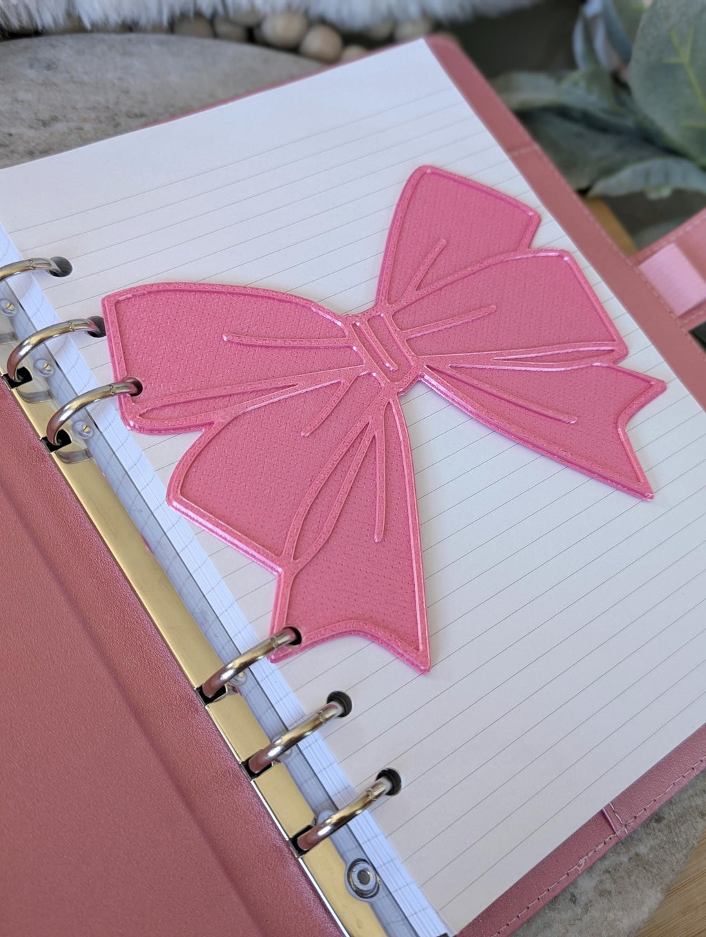 Pink Bow Dashboard Layered Decor for A5 planner binders 3d Printed Overlay Insert Page Marker Soft Pink Girly Aesthetic