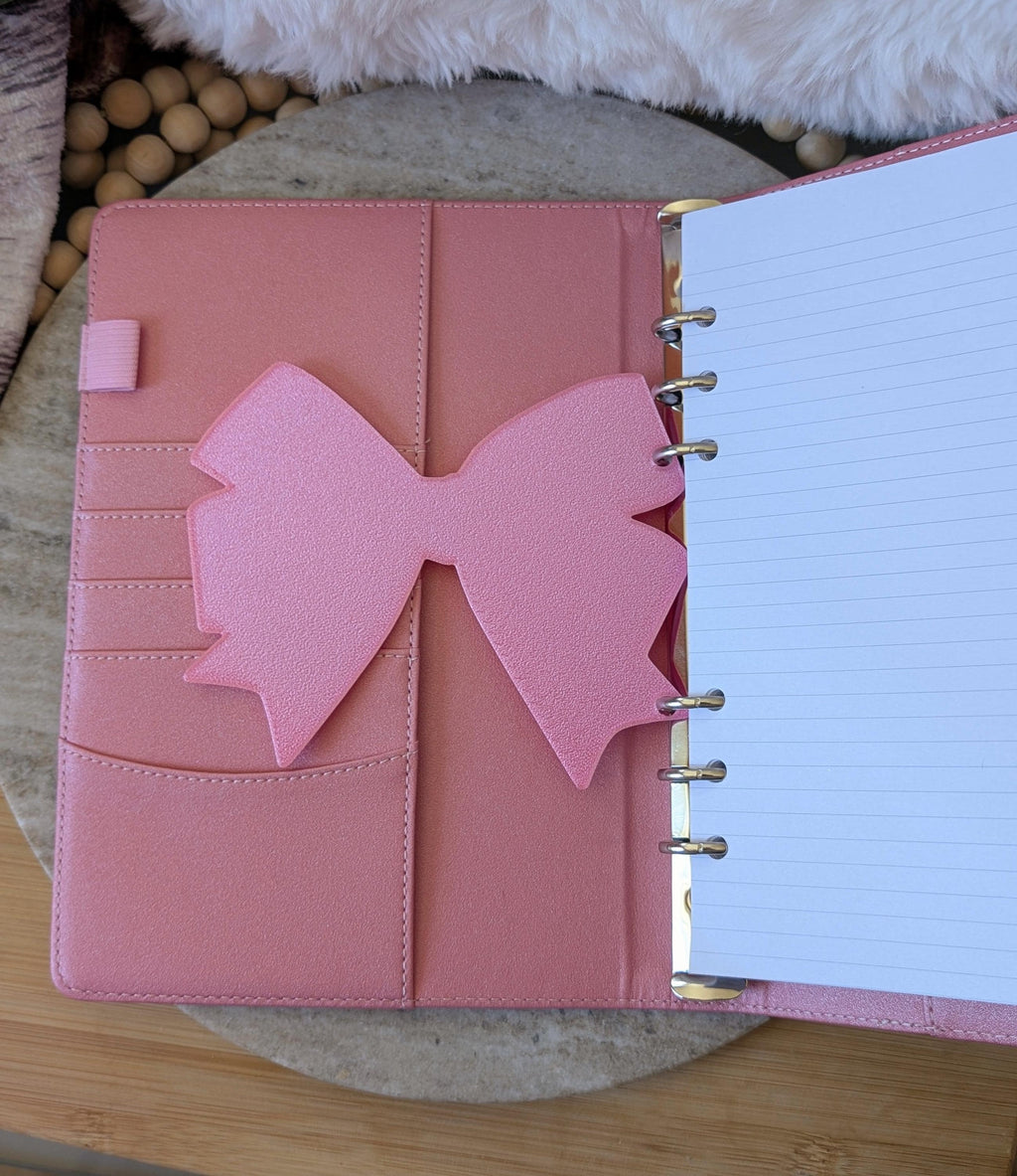 Pink Bow Dashboard Layered Decor for A5 planner binders 3d Printed Overlay Insert Page Marker Soft Pink Girly Aesthetic