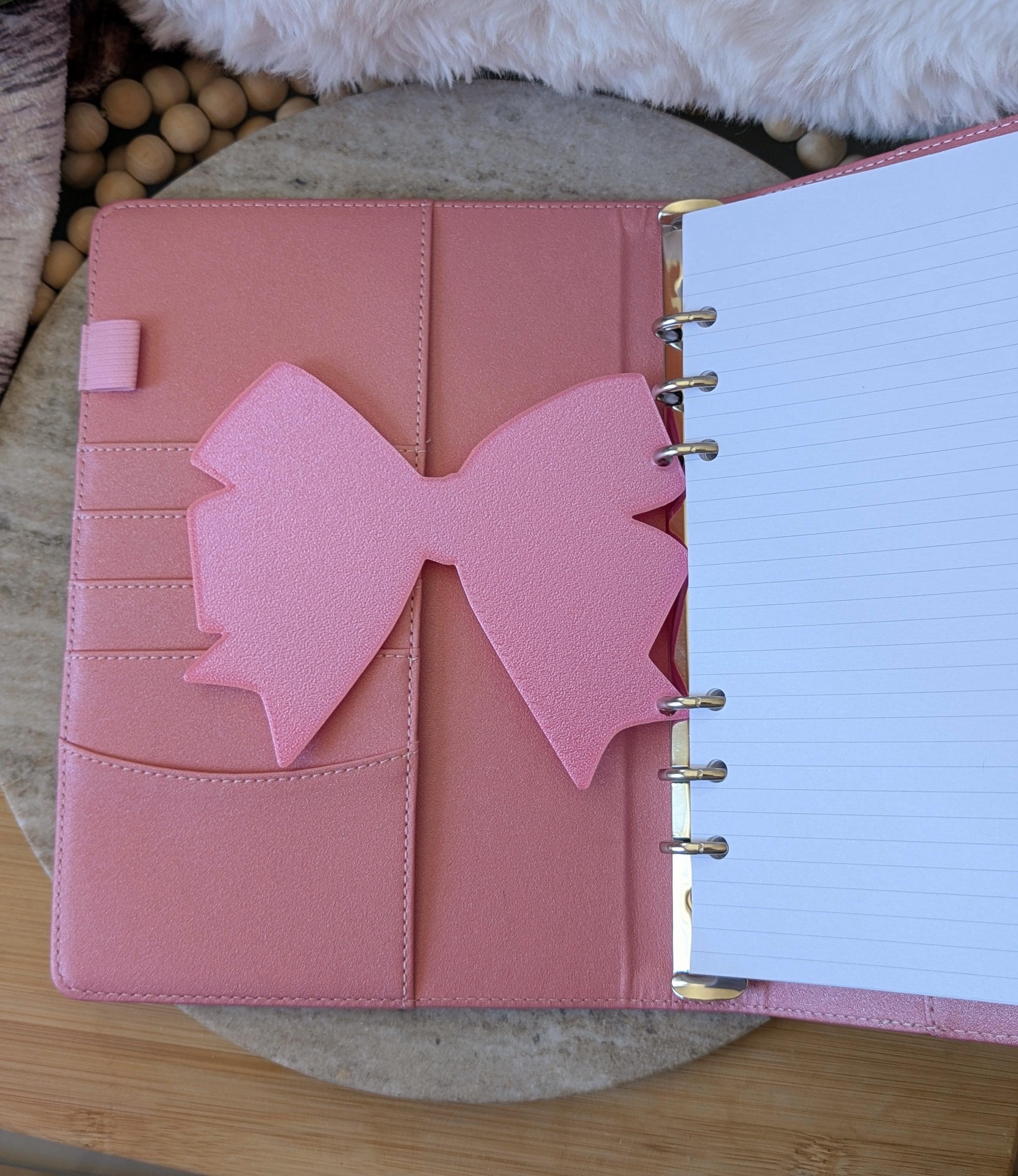 Pink Bow Dashboard Layered Decor for A5 planner binders 3d Printed Overlay Insert Page Marker Soft Pink Girly Aesthetic
