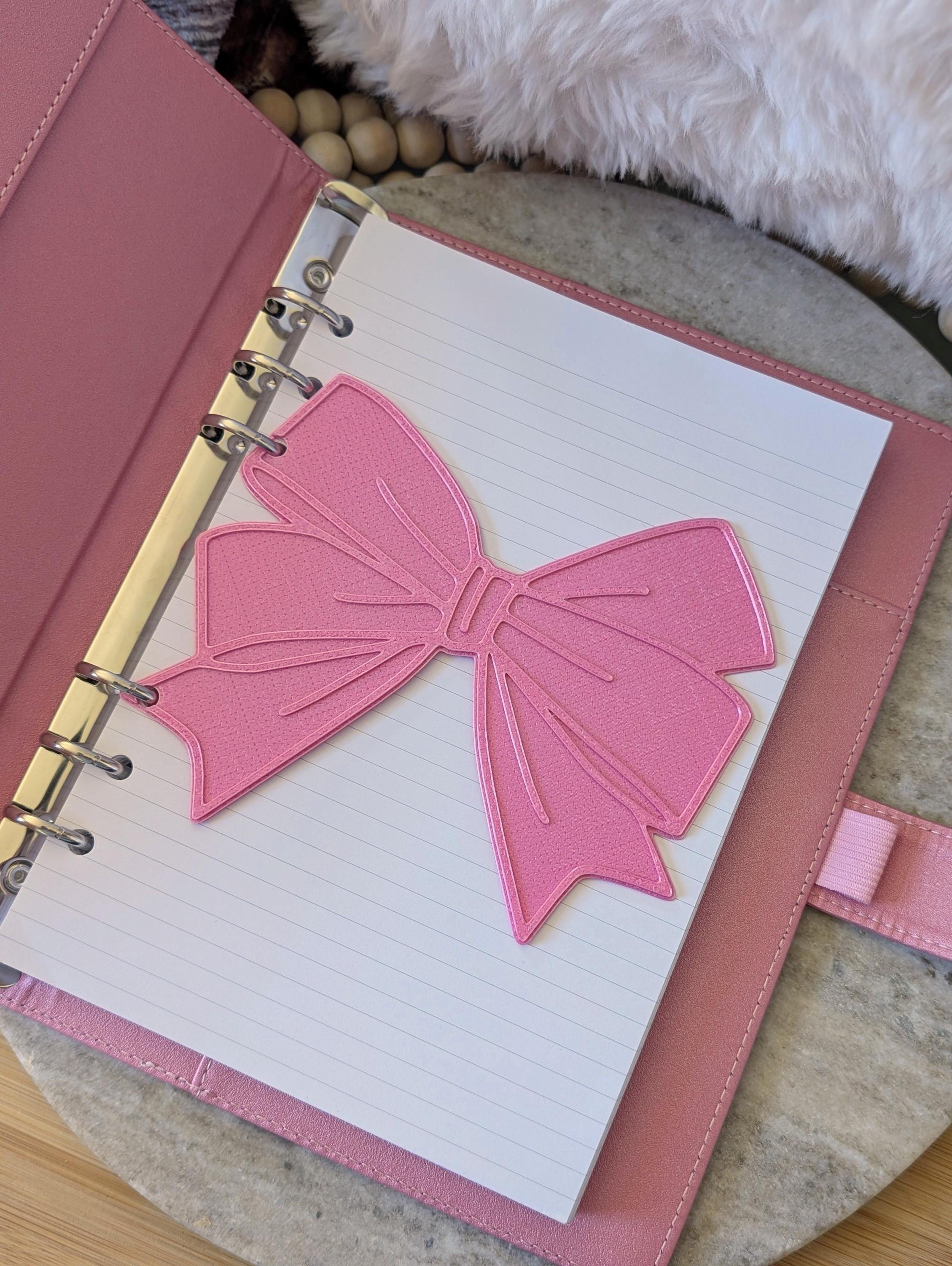 Pink Bow Dashboard Layered Decor for A5 planner binders 3d Printed Overlay Insert Page Marker Soft Pink Girly Aesthetic