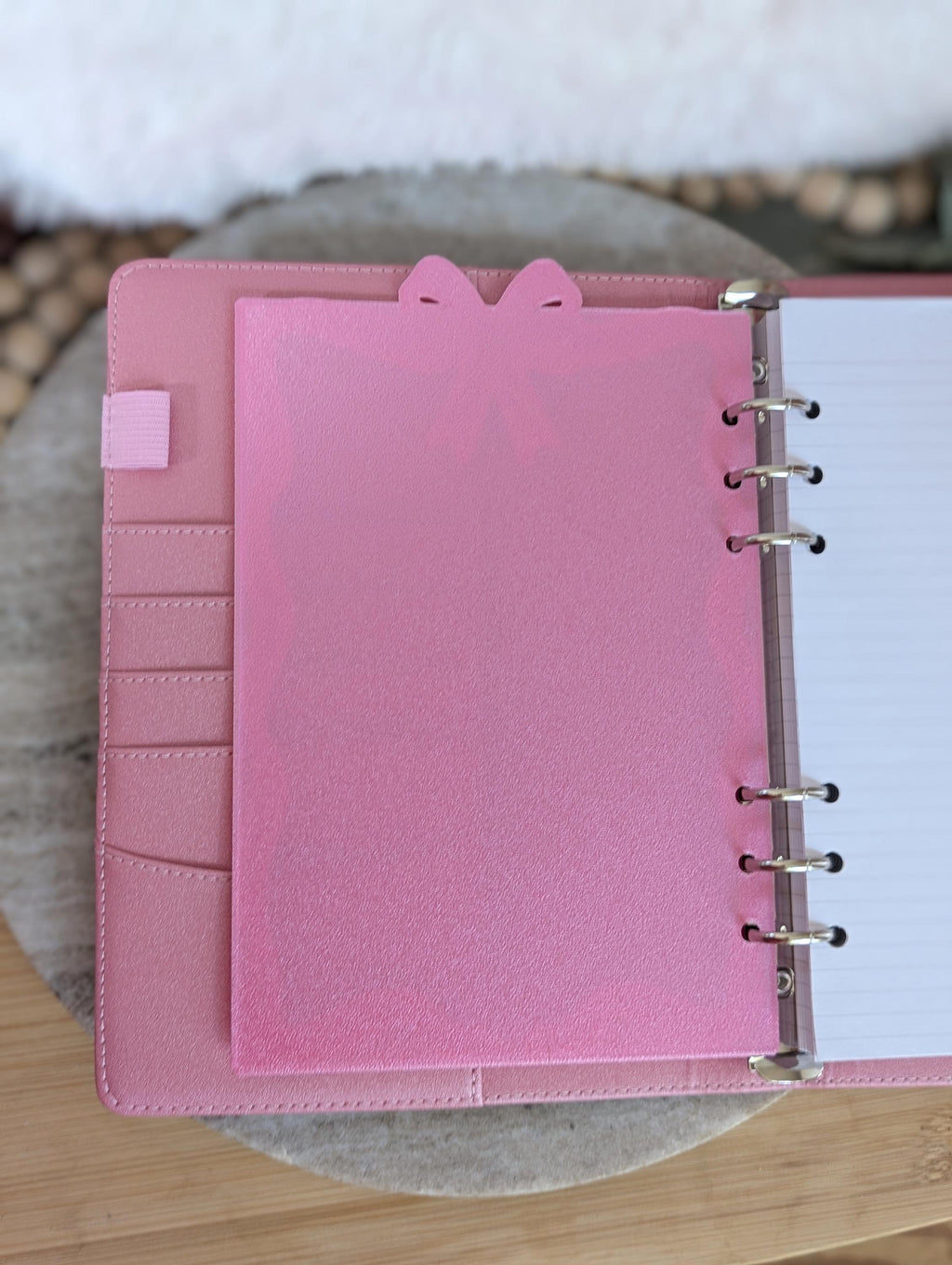 Pink and White Ribbon Bow Planner Tabbed Dashboard Flyleaf Decorative Coquette Design Decor Notebook Insert for A5 3D Printed Journal Cover