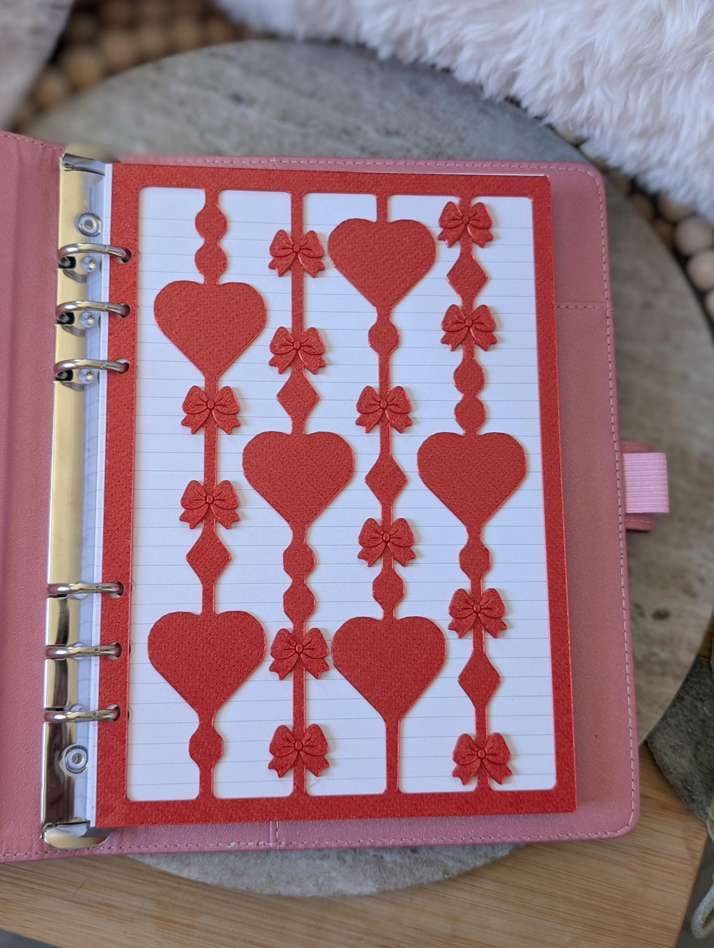 Red Hearts and Bows Overlay Layer Decor for A5 Planner binders 3d Printed Dashboard Flyleaf Agenda Insert Page Marker Soft Girly Aesthetic