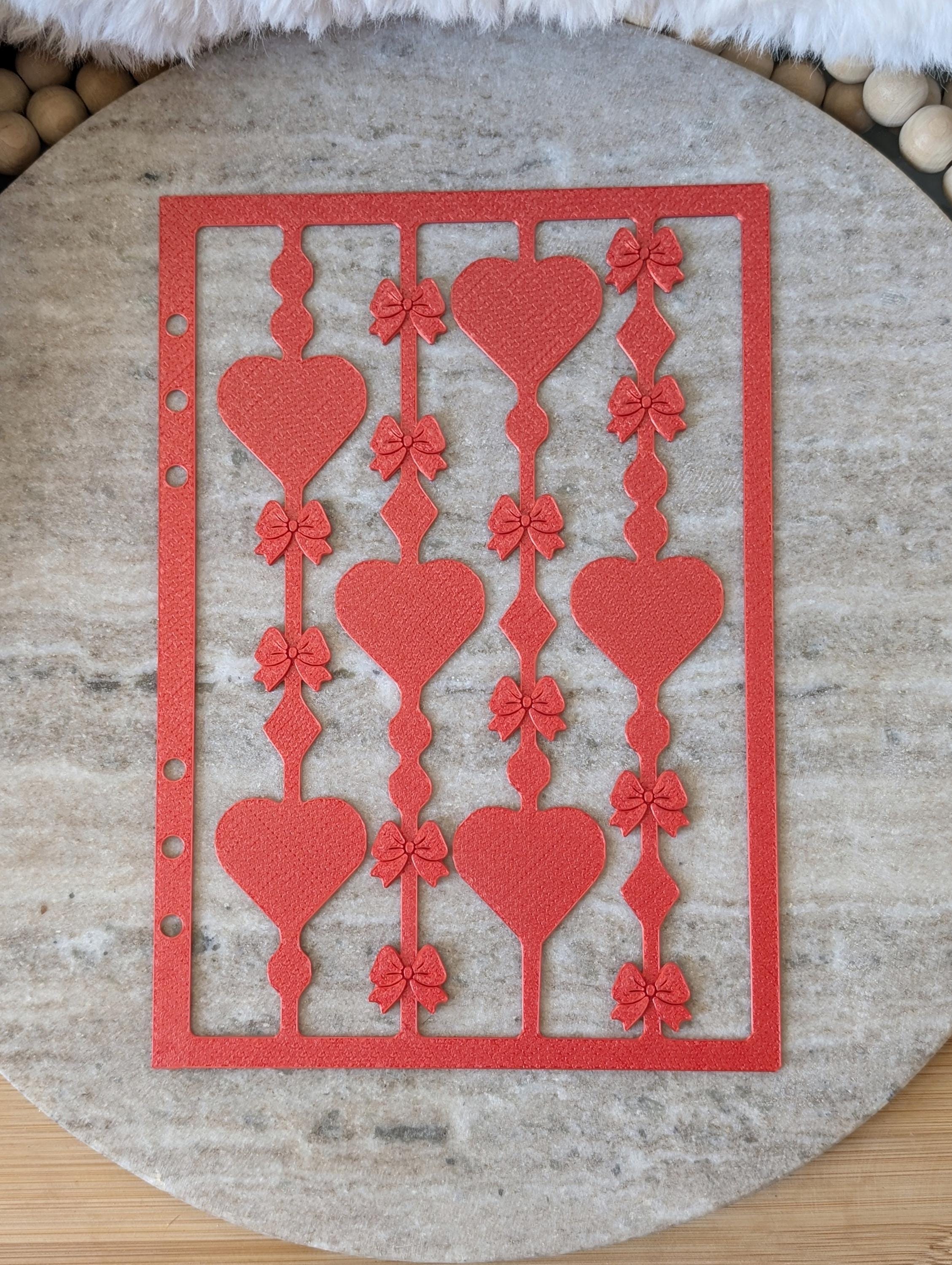Red Hearts and Bows Overlay Layer Decor for A5 Planner binders 3d Printed Dashboard Flyleaf Agenda Insert Page Marker Soft Girly Aesthetic