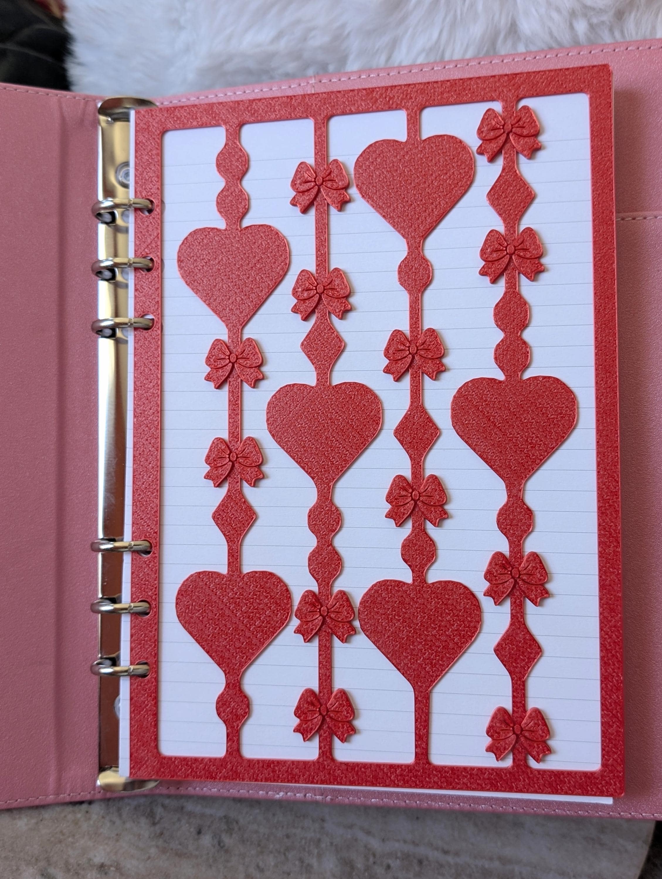Red Hearts and Bows Overlay Layer Decor for A5 Planner binders 3d Printed Dashboard Flyleaf Agenda Insert Page Marker Soft Girly Aesthetic