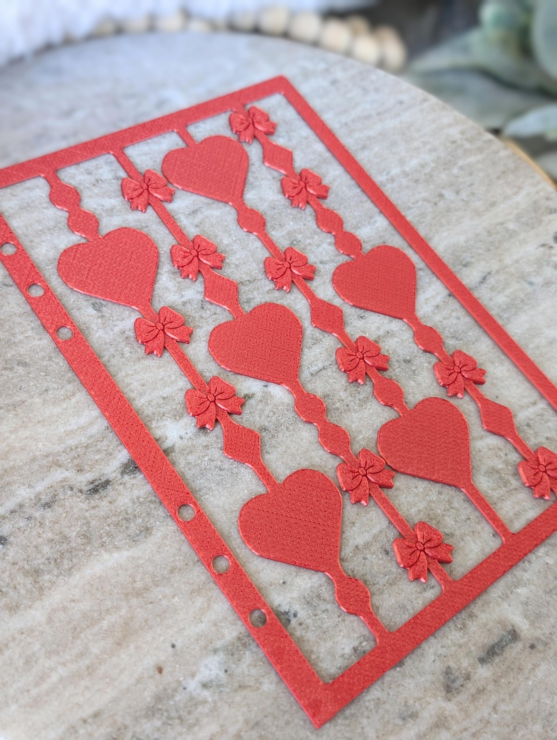 Red Hearts and Bows Overlay Layer Decor for A5 Planner binders 3d Printed Dashboard Flyleaf Agenda Insert Page Marker Soft Girly Aesthetic