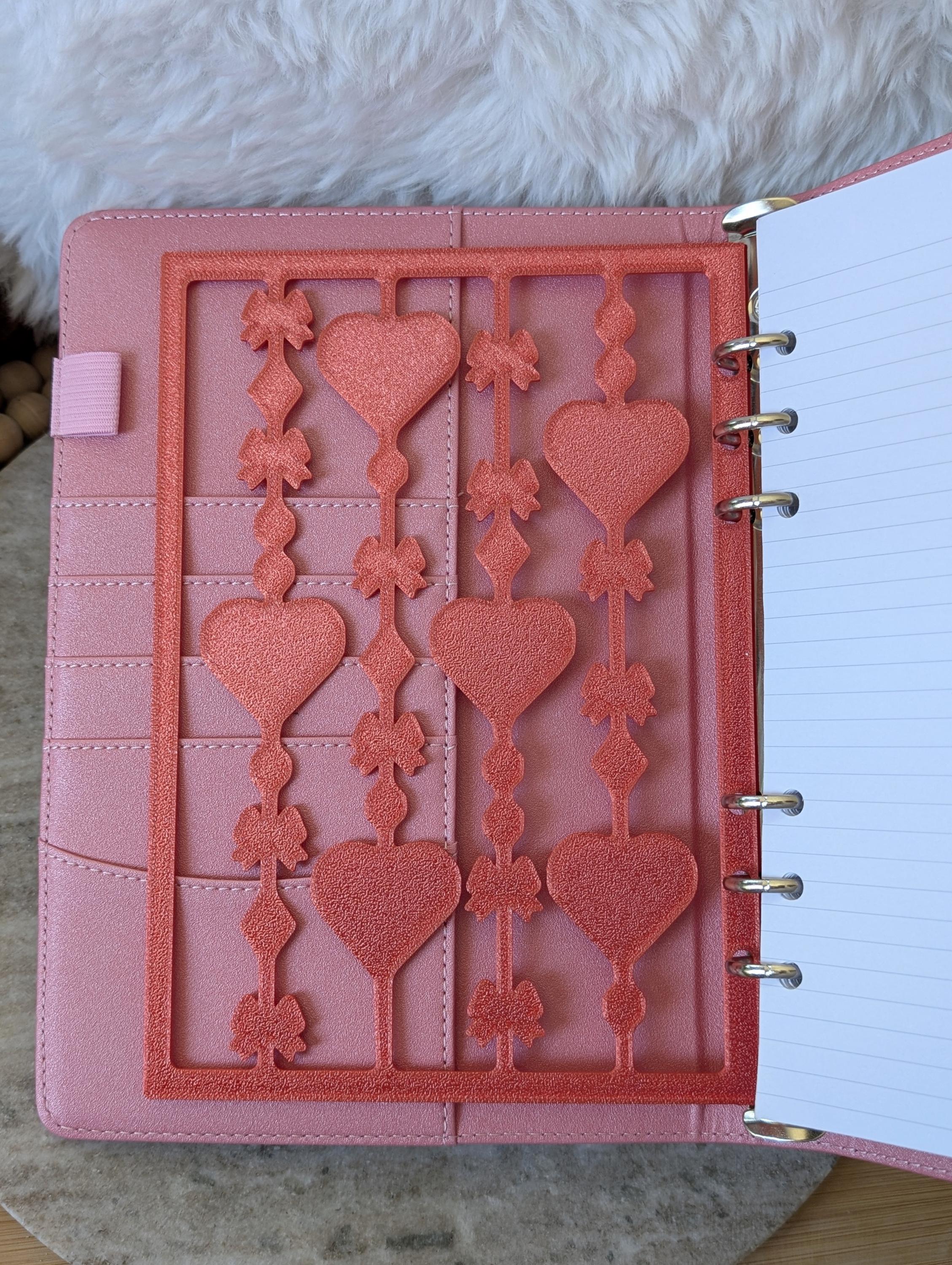 Red Hearts and Bows Overlay Layer Decor for A5 Planner binders 3d Printed Dashboard Flyleaf Agenda Insert Page Marker Soft Girly Aesthetic
