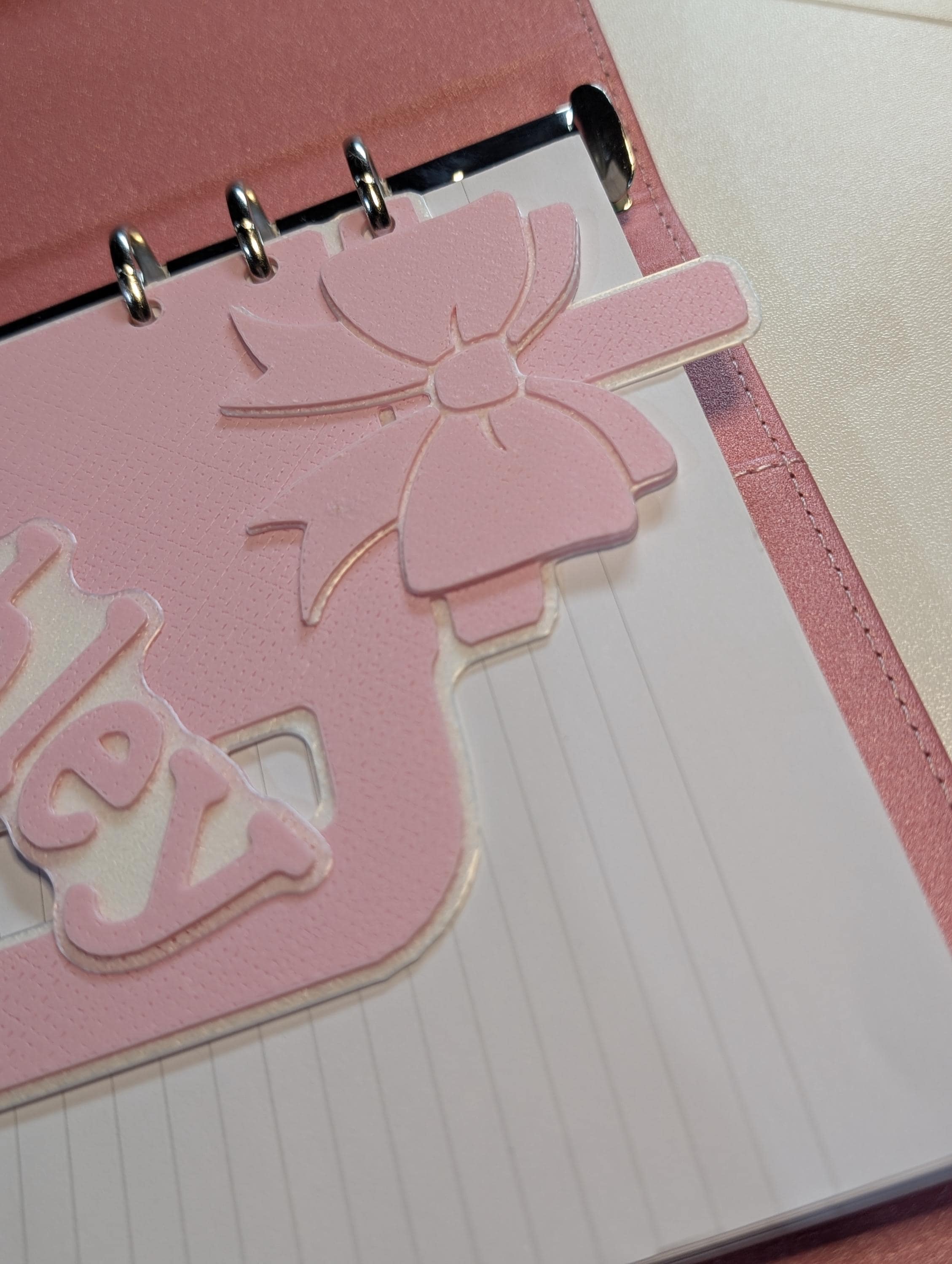 Customized Pink Tumbler Bow Layered Decor for Planner binders 3d Printed Full Overlay Insert Place Keeper Soft Pink Girly Aesthetic Sakura