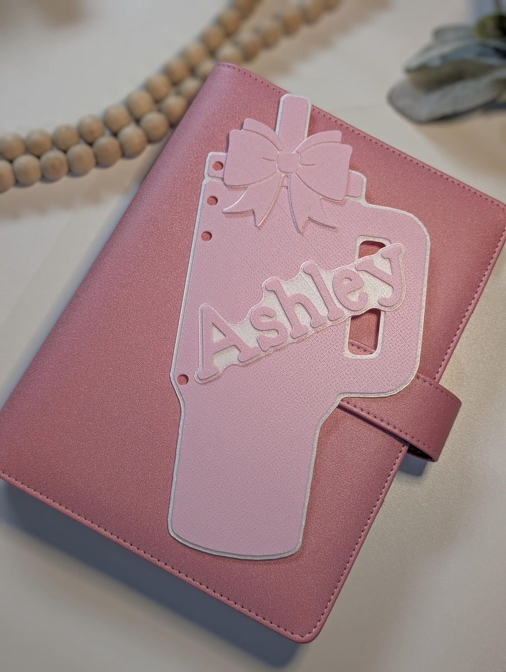 Customized Pink Tumbler Bow Layered Decor for Planner binders 3d Printed Full Overlay Insert Place Keeper Soft Pink Girly Aesthetic Sakura