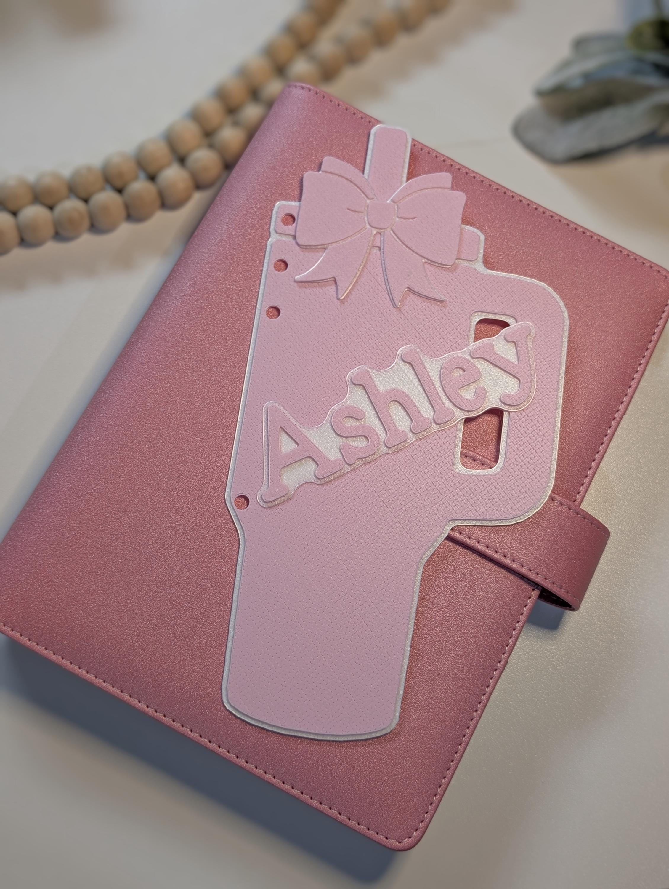 Customized Pink Tumbler Bow Layered Decor for Planner binders 3d Printed Full Overlay Insert Place Keeper Soft Pink Girly Aesthetic Sakura