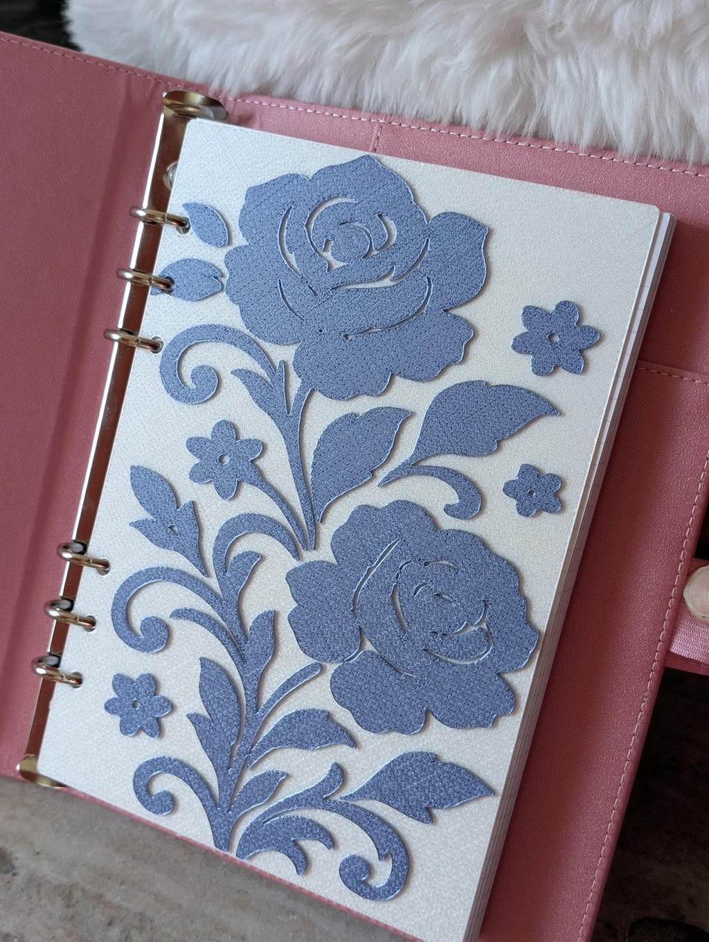 Blue Floral Planner Dashboard Decorative Chinoiserie Design Decor Notebook Flyleaf Insert for A5 3D Printed Journal Cover