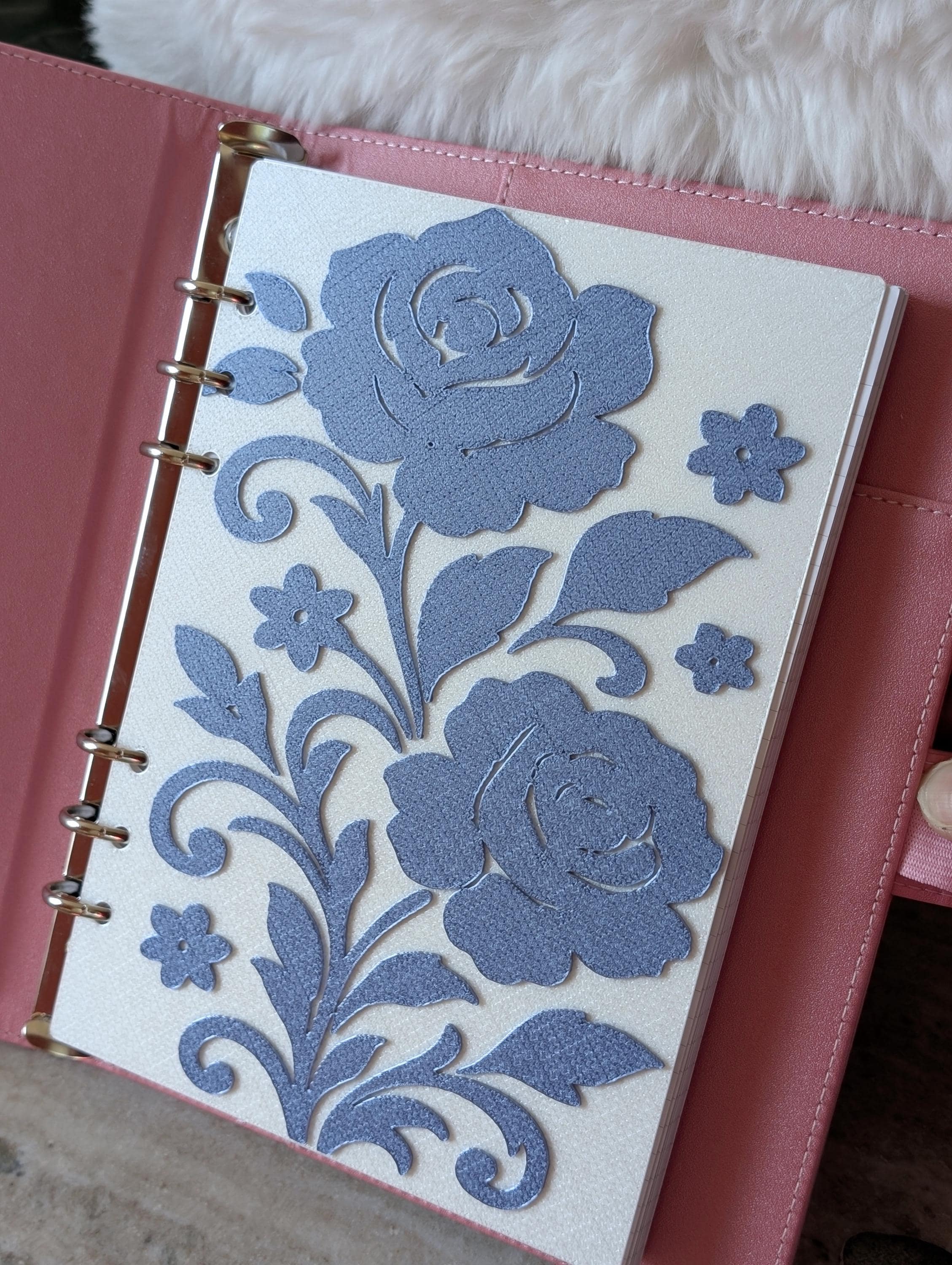 Blue Floral Planner Dashboard Decorative Chinoiserie Design Decor Notebook Flyleaf Insert for A5 3D Printed Journal Cover