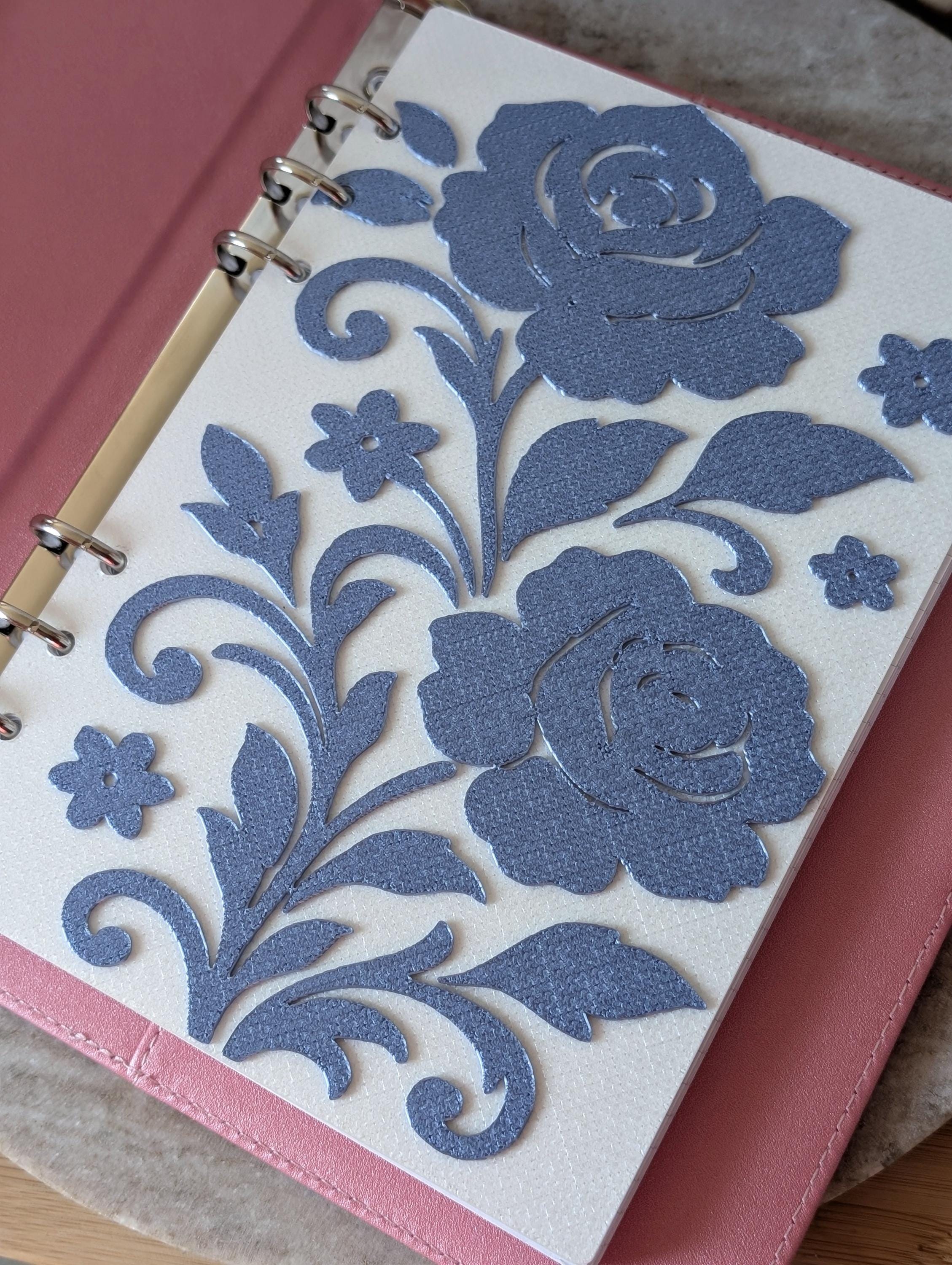 Blue Floral Planner Dashboard Decorative Chinoiserie Design Decor Notebook Flyleaf Insert for A5 3D Printed Journal Cover