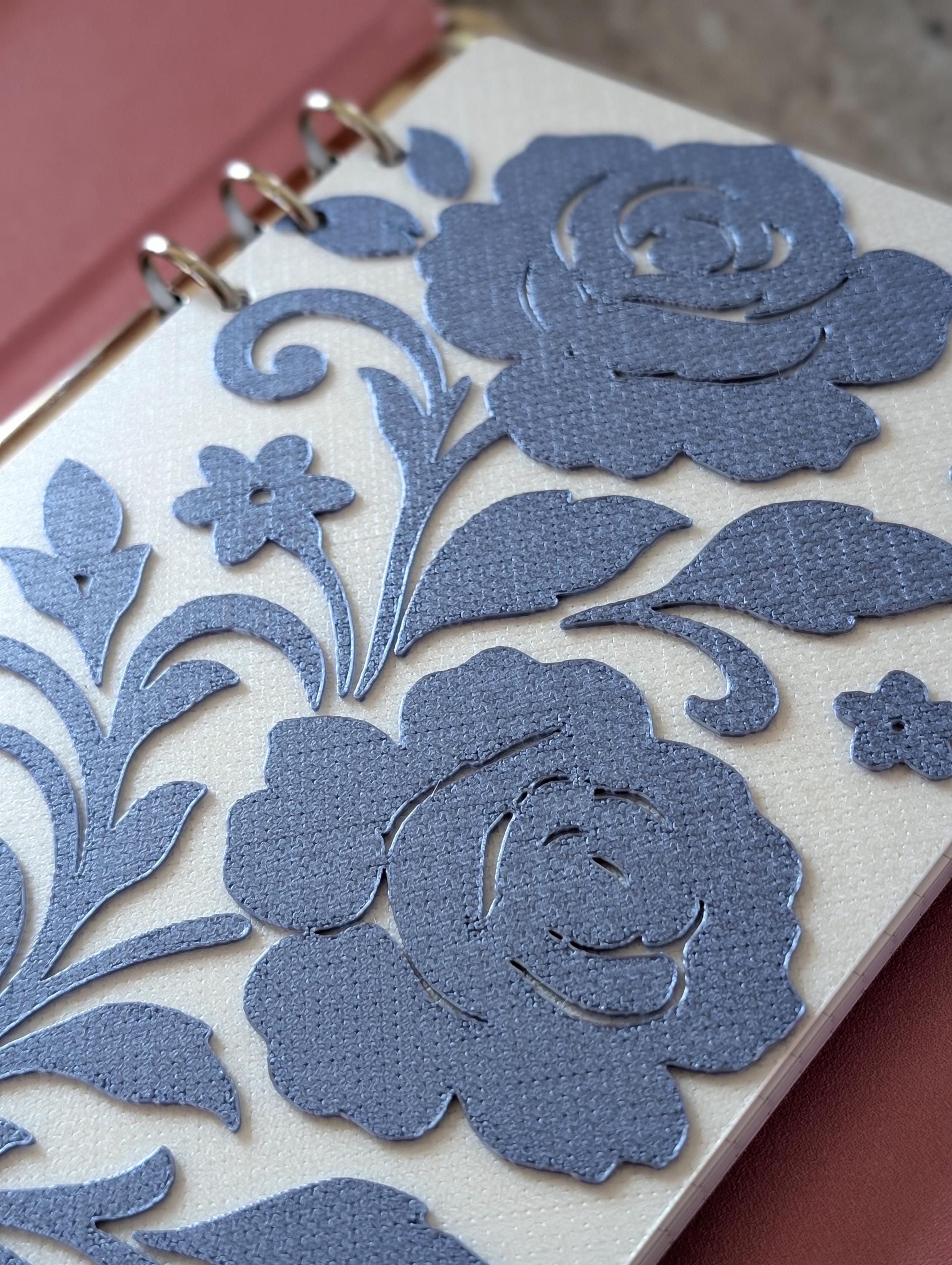 Blue Floral Planner Dashboard Decorative Chinoiserie Design Decor Notebook Flyleaf Insert for A5 3D Printed Journal Cover