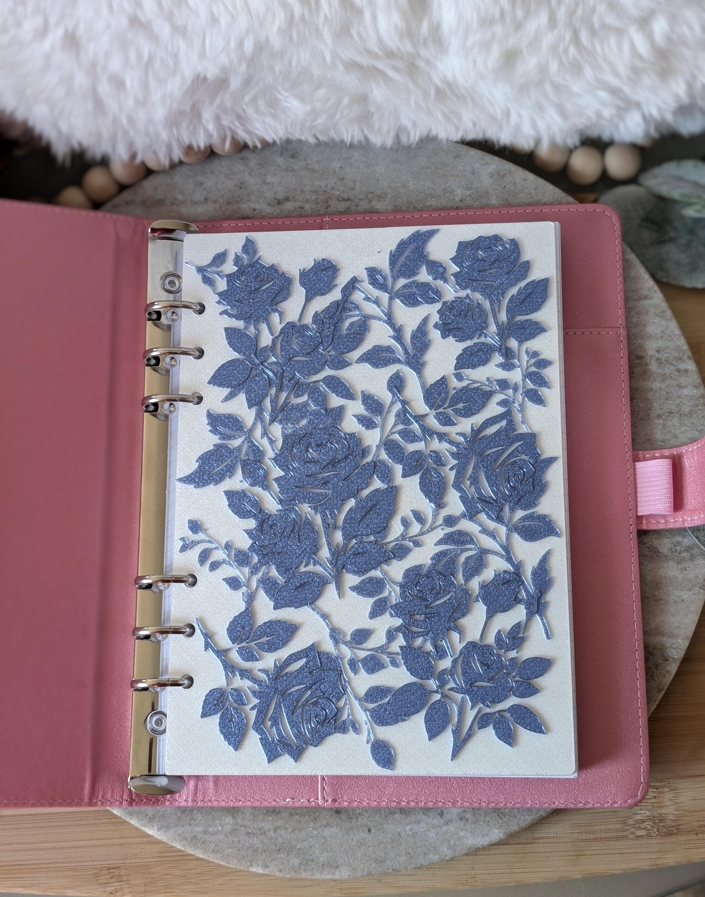 Blue Roses Planner Dashboard Decorative Chinoiserie Design Decor Notebook Flyleaf Insert for A5 3D Printed Journal Cover
