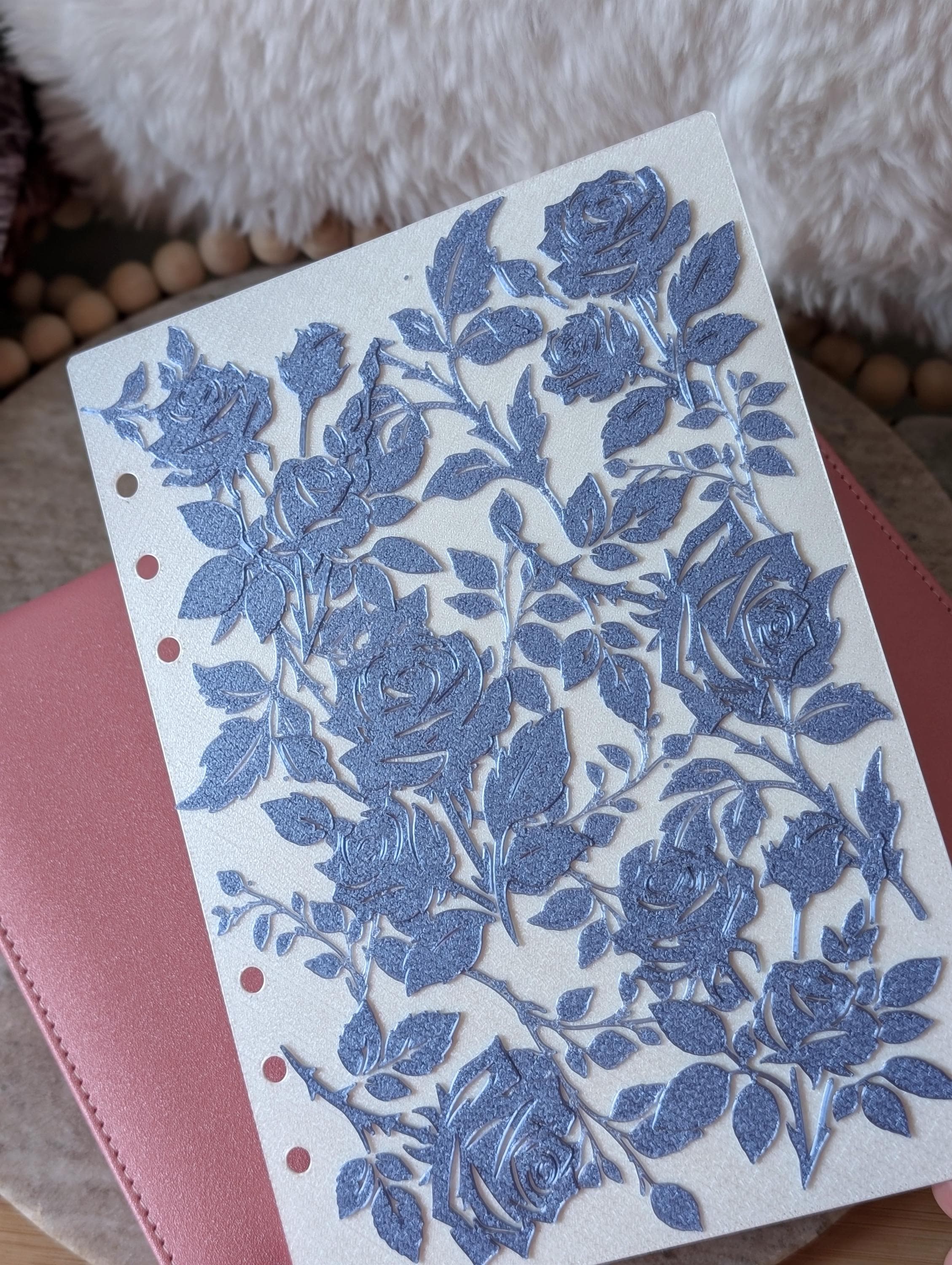 Blue Roses Planner Dashboard Decorative Chinoiserie Design Decor Notebook Flyleaf Insert for A5 3D Printed Journal Cover