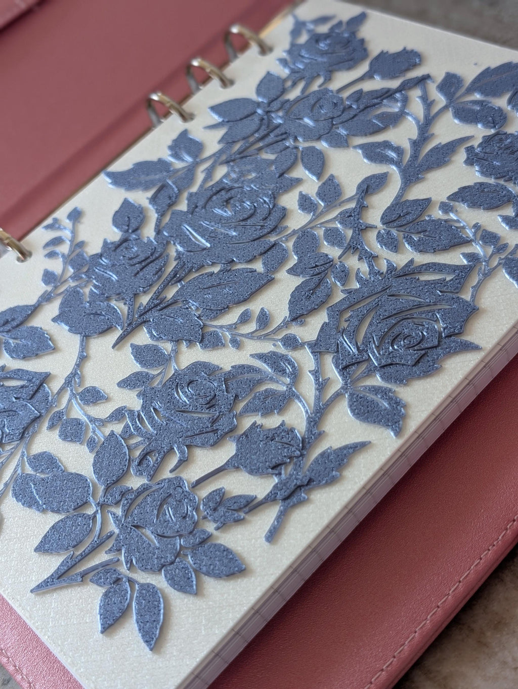 Blue Roses Planner Dashboard Decorative Chinoiserie Design Decor Notebook Flyleaf Insert for A5 3D Printed Journal Cover