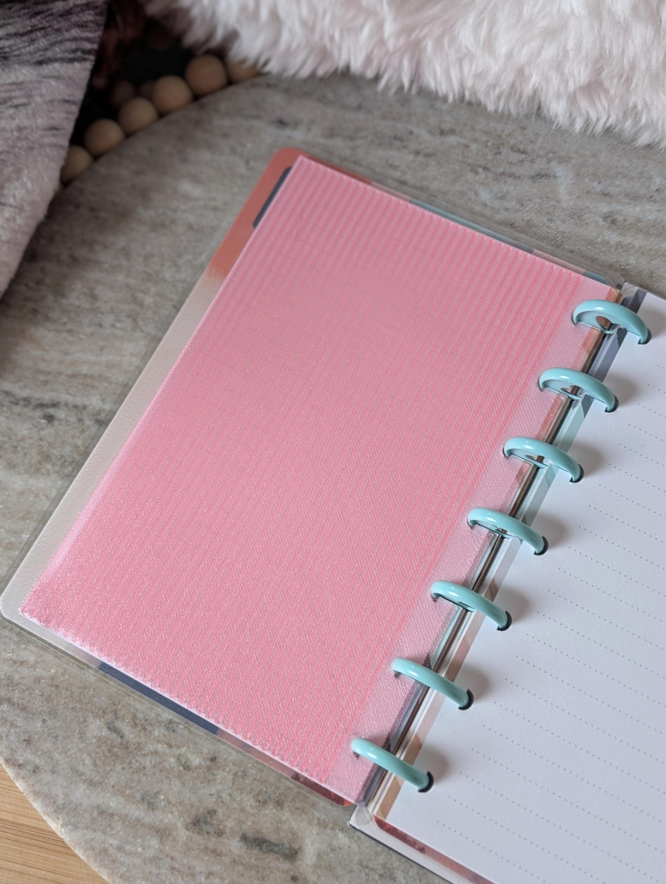 Fluted Dashboard Dark Pink Frosted Design Decor for Planner Insert for A6 Personal A5 planner Disc binders 3d Printed Clear Insert Dividers