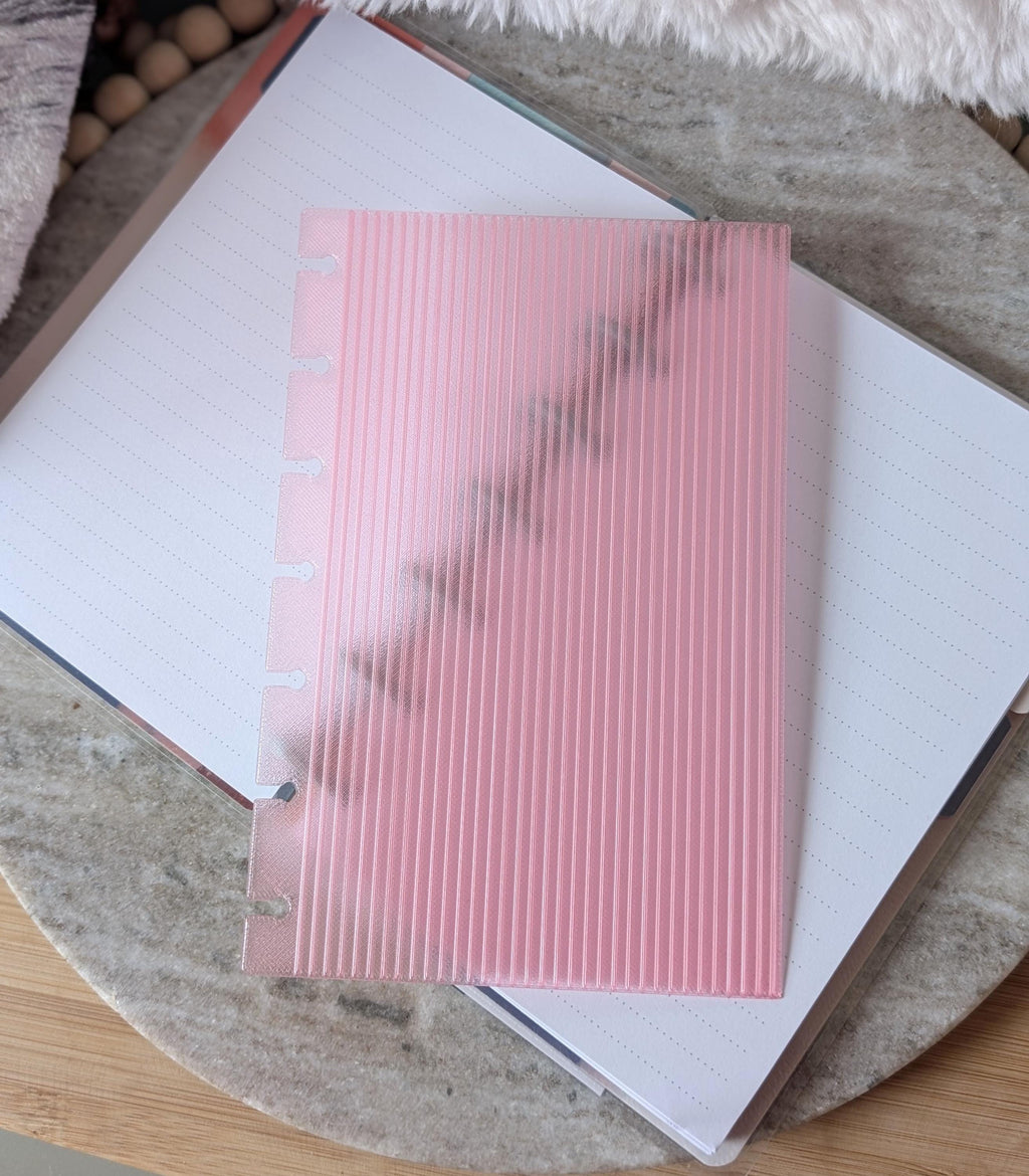 Fluted Dashboard Dark Pink Frosted Design Decor for Planner Insert for A6 Personal A5 planner Disc binders 3d Printed Clear Insert Dividers