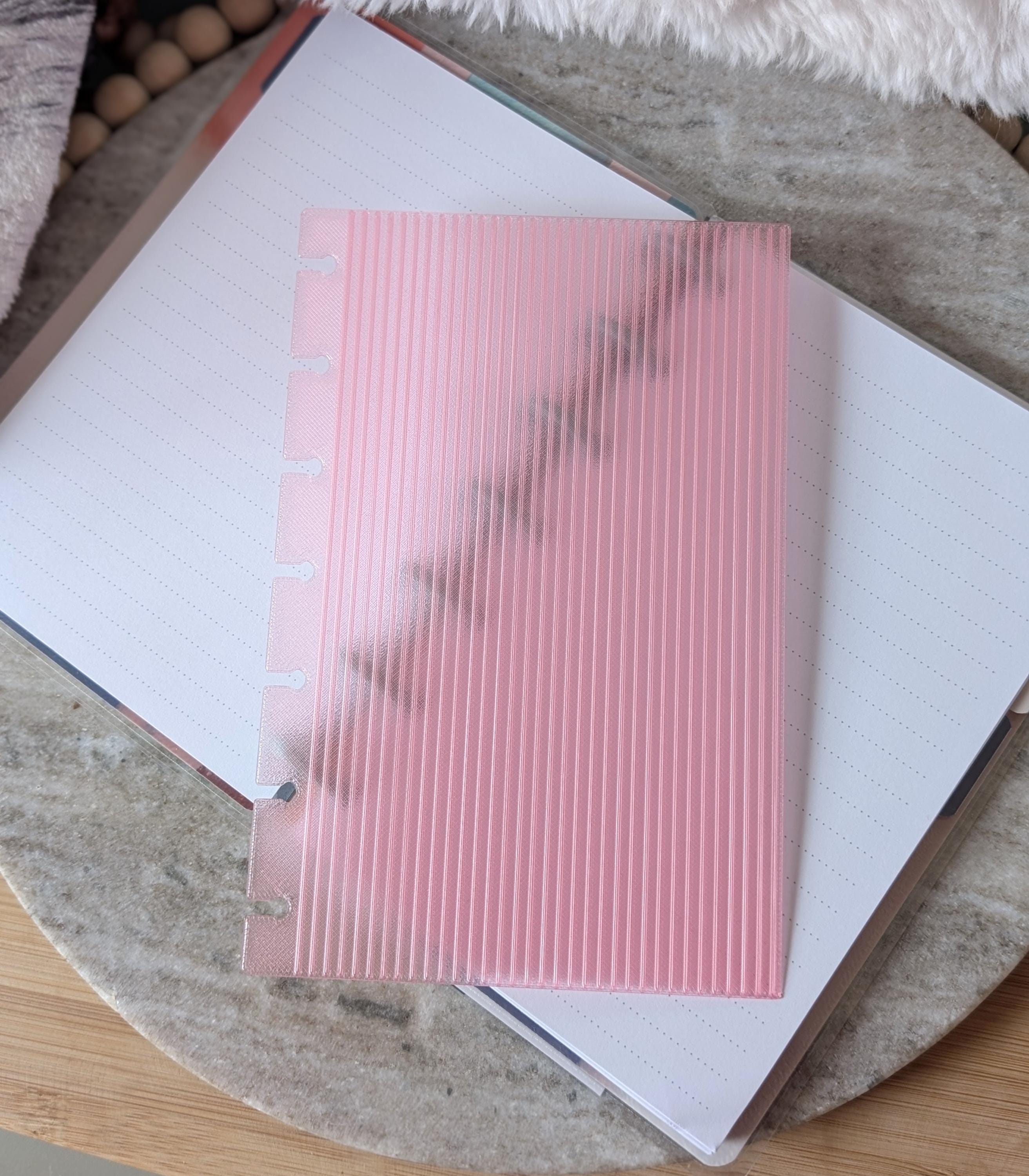 Fluted Dashboard Dark Pink Frosted Design Decor for Planner Insert for A6 Personal A5 planner Disc binders 3d Printed Clear Insert Dividers