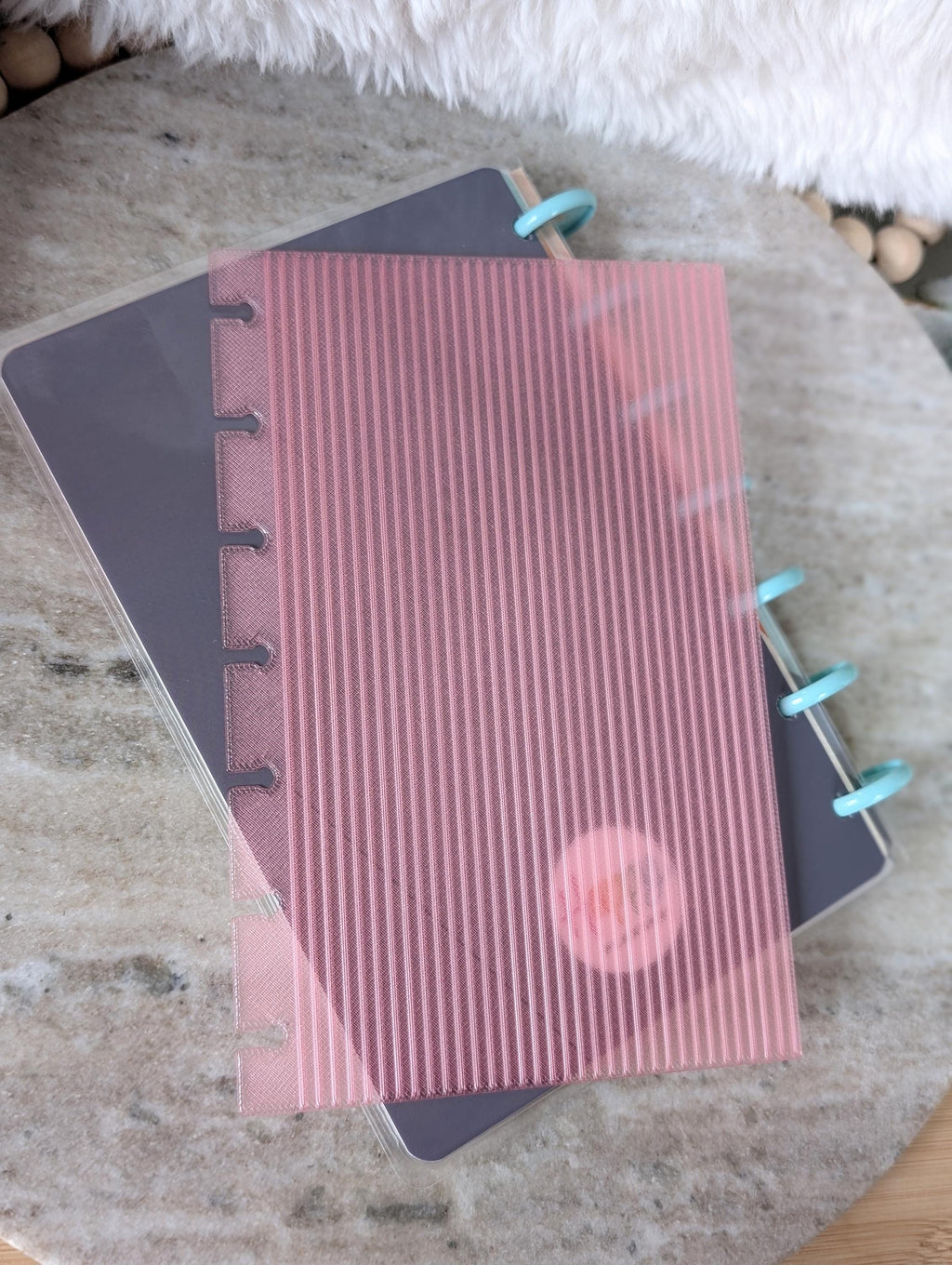 Fluted Dashboard Dark Pink Frosted Design Decor for Planner Insert for A6 Personal A5 planner Disc binders 3d Printed Clear Insert Dividers
