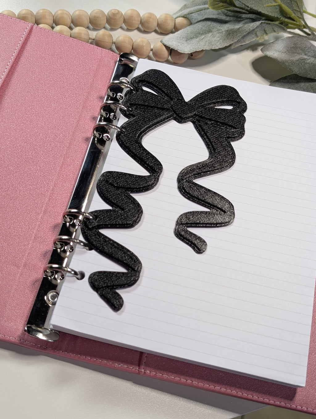 Black Coquette Bow Dashboard Layered Decor for A5 Planner binders 3d Printed Overlay Insert Page Marker Soft Girly Aesthetic Minimalistic