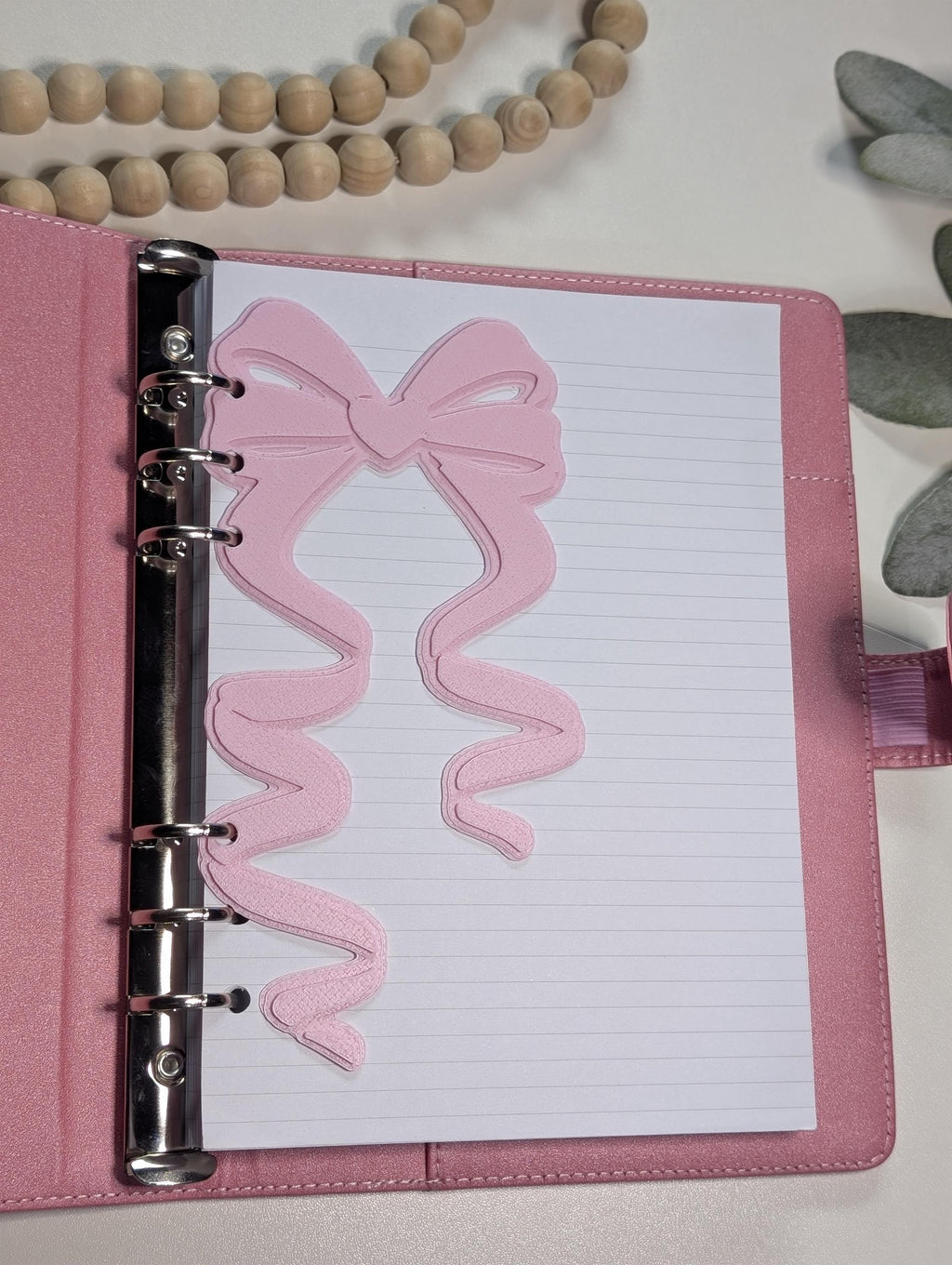 Baby Pink Coquette Bow Dashboard Layered Decor for A5 Planner binders 3d Printed Overlay Insert Page Marker Soft Pink Girly Aesthetic Sakura