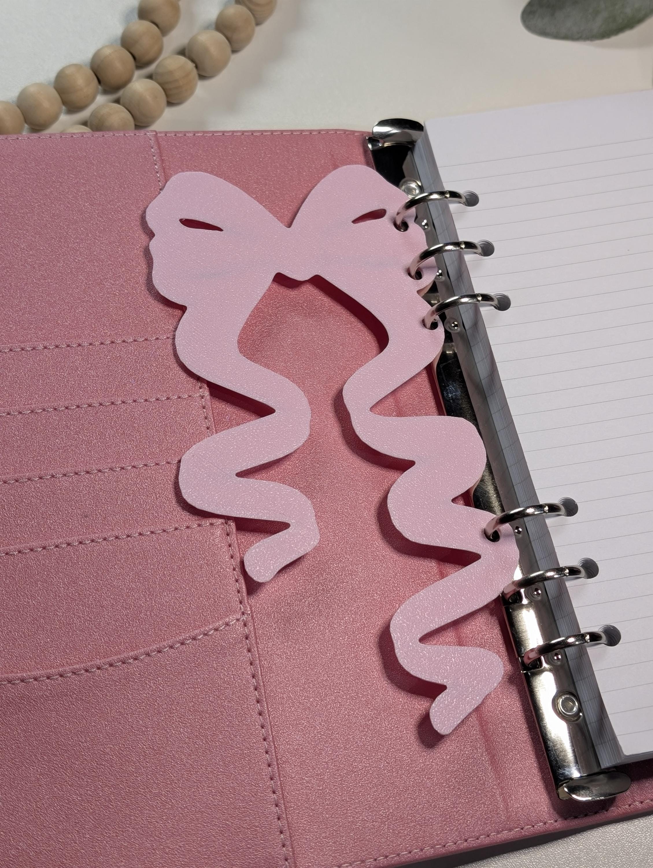 Baby Pink Coquette Bow Dashboard Layered Decor for A5 Planner binders 3d Printed Overlay Insert Page Marker Soft Pink Girly Aesthetic Sakura