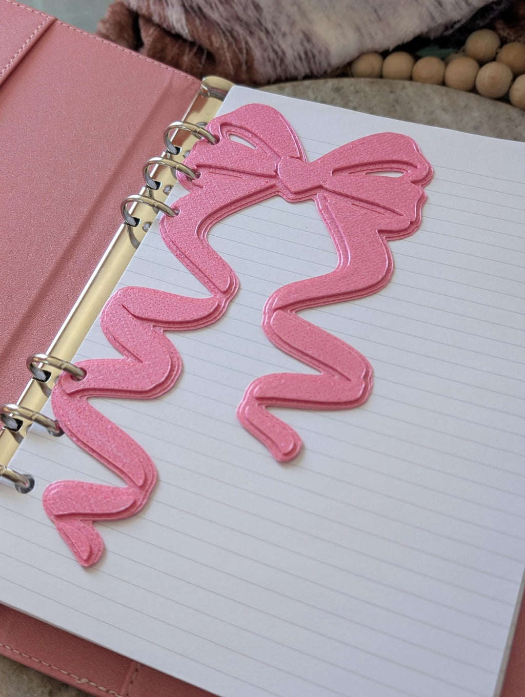 Pink Coquette Bow Dashboard Layered Decor for A5 Planner binders 3d Printed Overlay Insert Page Marker Soft Pink Girly Aesthetic