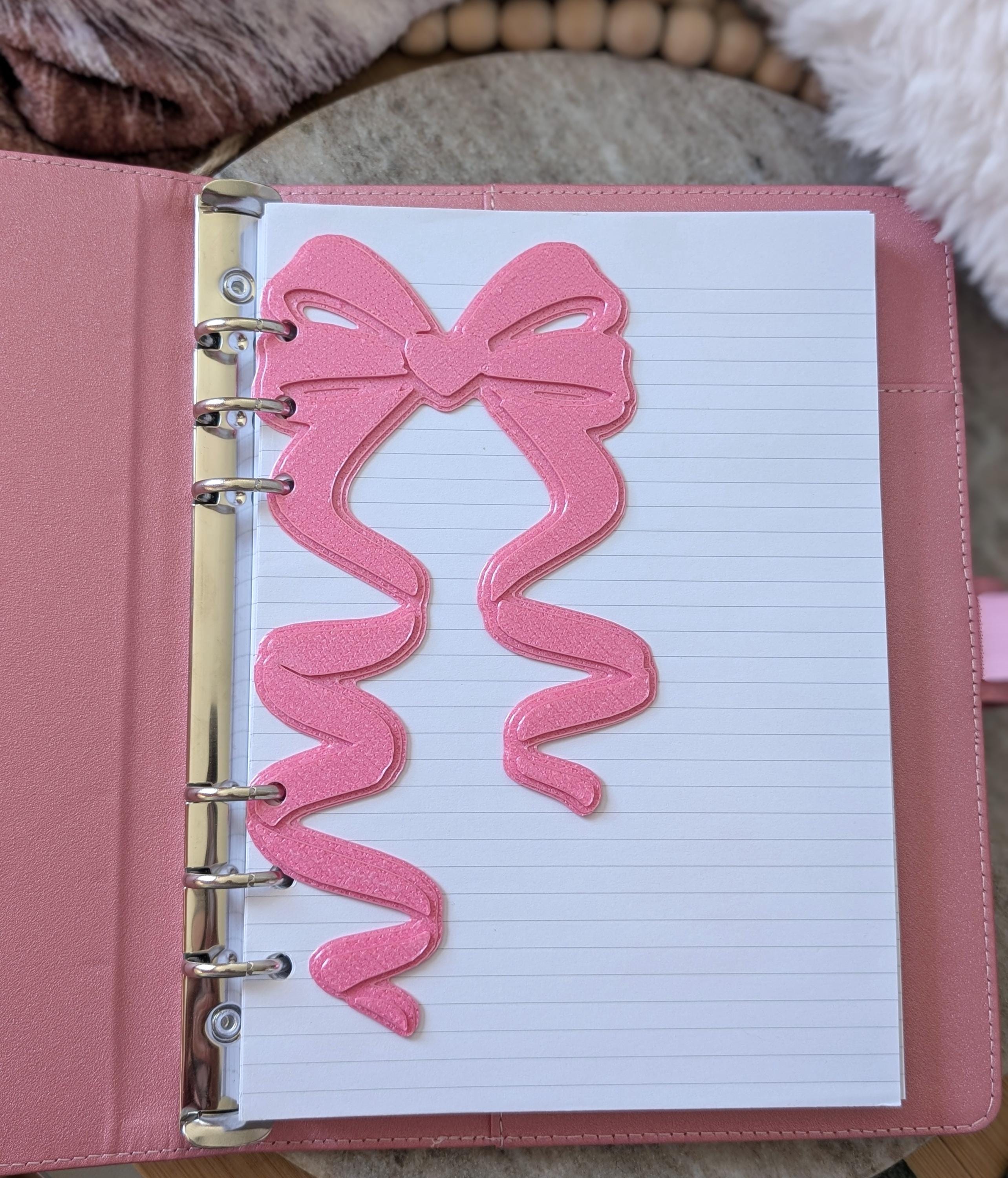 Pink Coquette Bow Dashboard Layered Decor for A5 Planner binders 3d Printed Overlay Insert Page Marker Soft Pink Girly Aesthetic