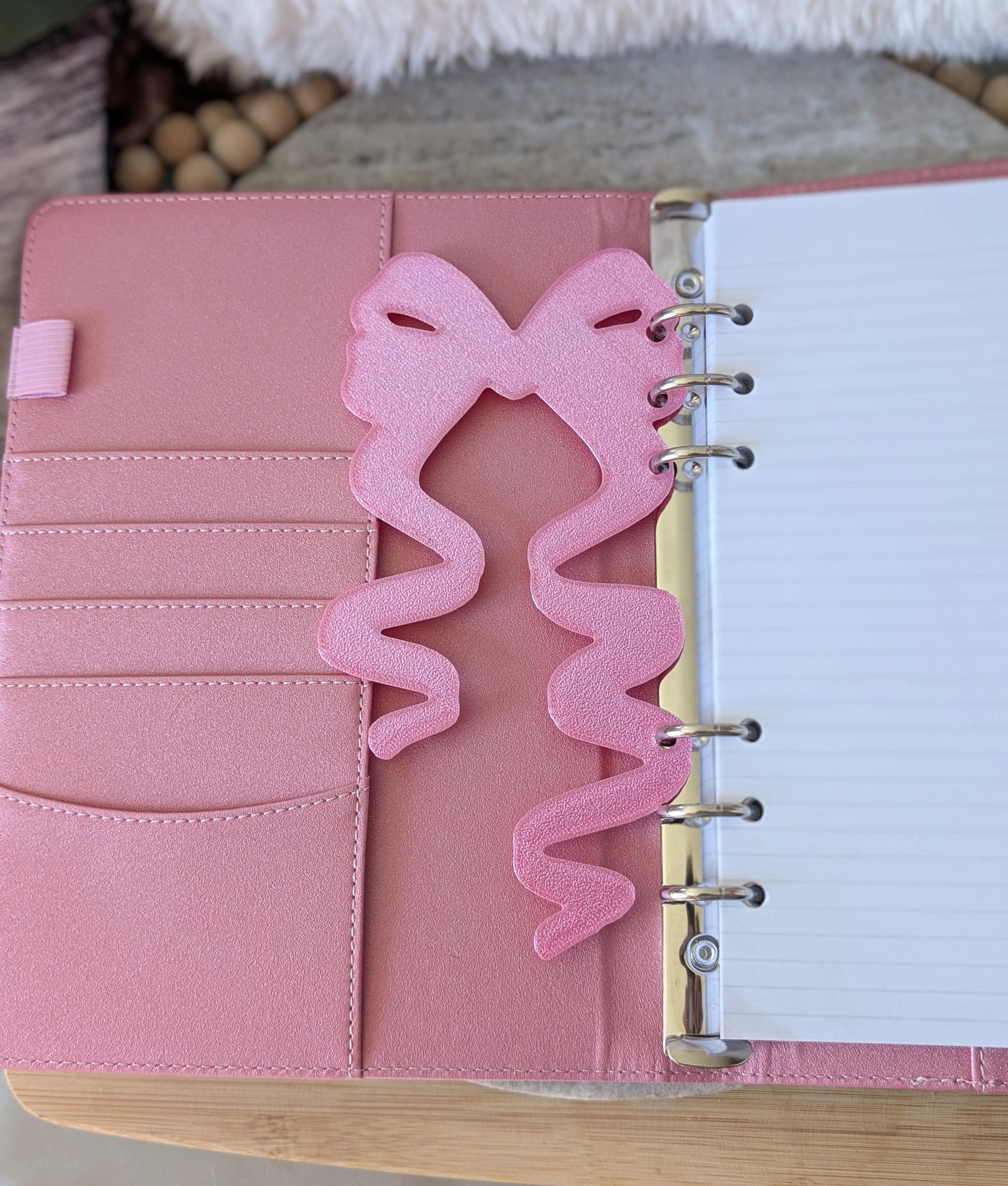 Pink Coquette Bow Dashboard Layered Decor for A5 Planner binders 3d Printed Overlay Insert Page Marker Soft Pink Girly Aesthetic