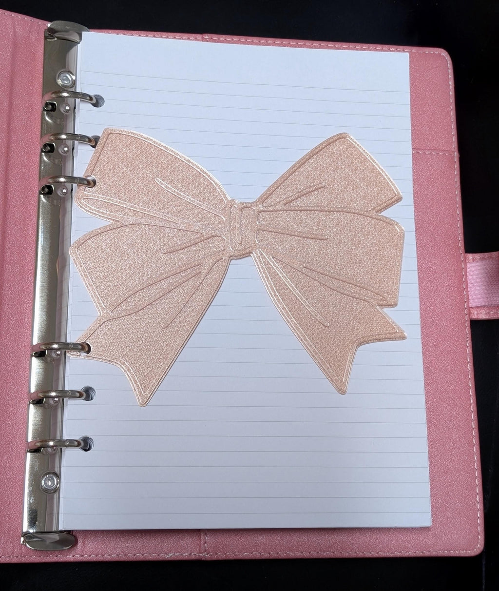 Blush Pink Bow Dashboard Layered Decor for A5 planner binders 3d Printed Overlay Insert Page Marker Soft Pink Girly Aesthetic