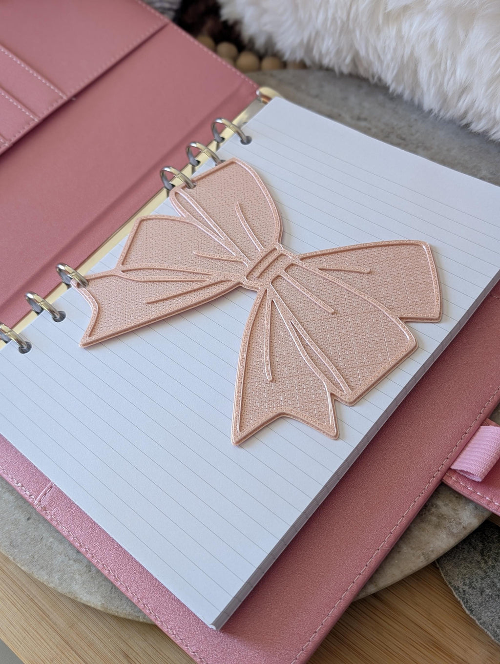 Blush Pink Bow Dashboard Layered Decor for A5 planner binders 3d Printed Overlay Insert Page Marker Soft Pink Girly Aesthetic