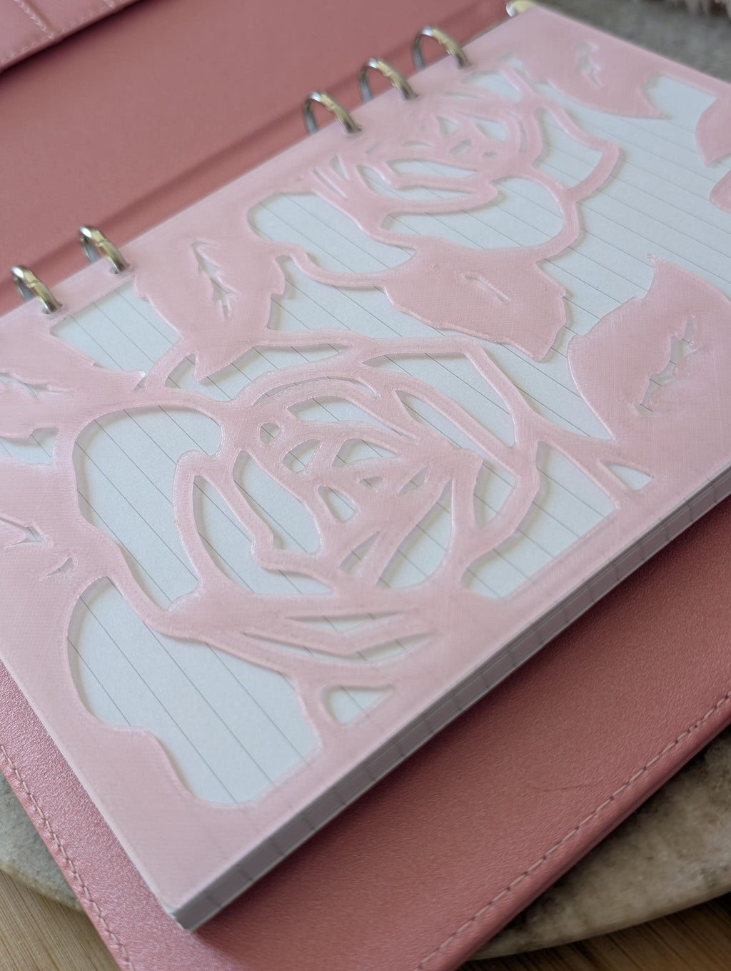 Light Pink Rose Overlay Layer Decor for A5 Planner binders 3d Printed Dashboard Flyleaf Insert Page Marker Soft Pink Girly Aesthetic