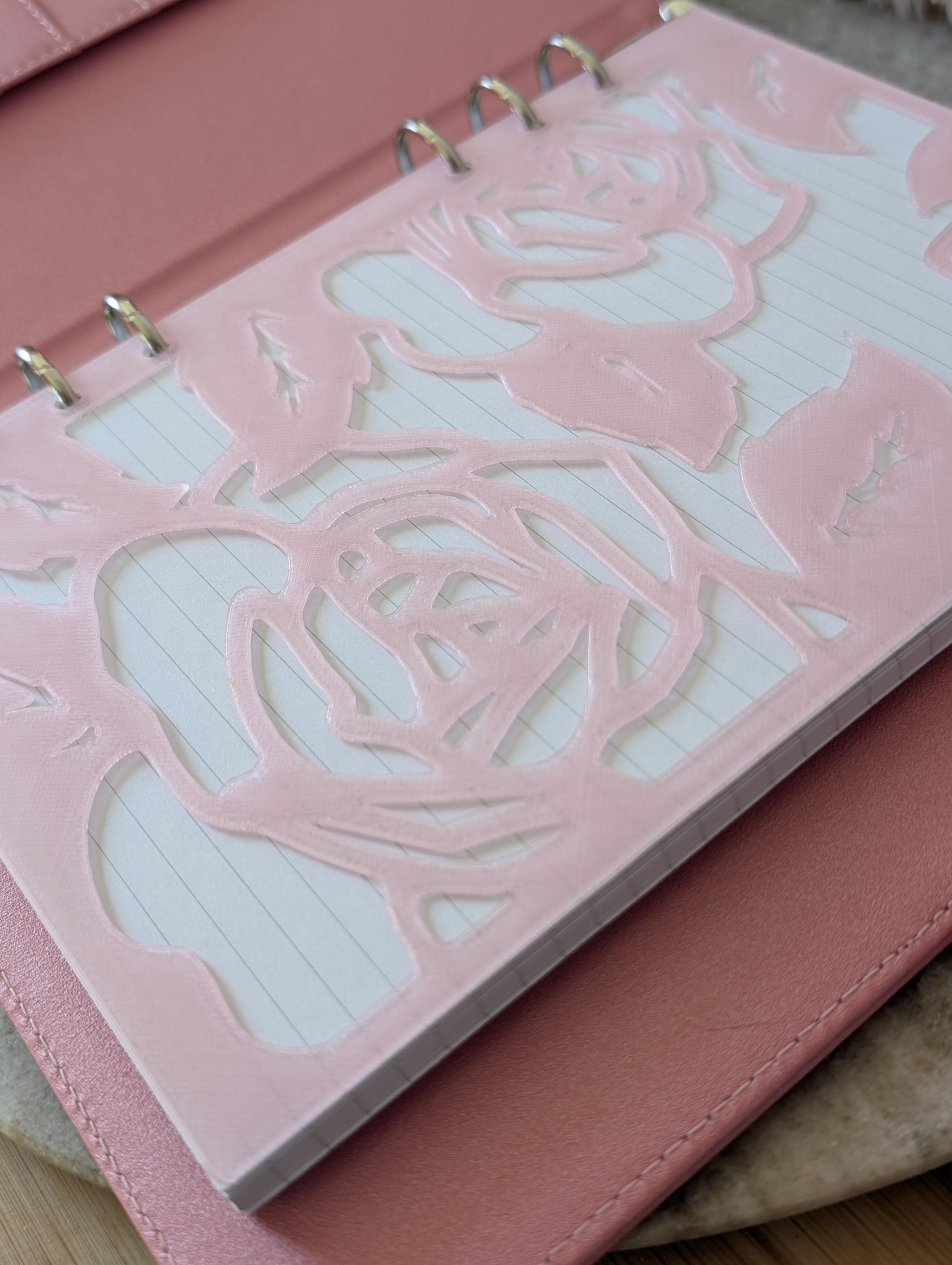 Light Pink Rose Overlay Layer Decor for A5 Planner binders 3d Printed Dashboard Flyleaf Insert Page Marker Soft Pink Girly Aesthetic
