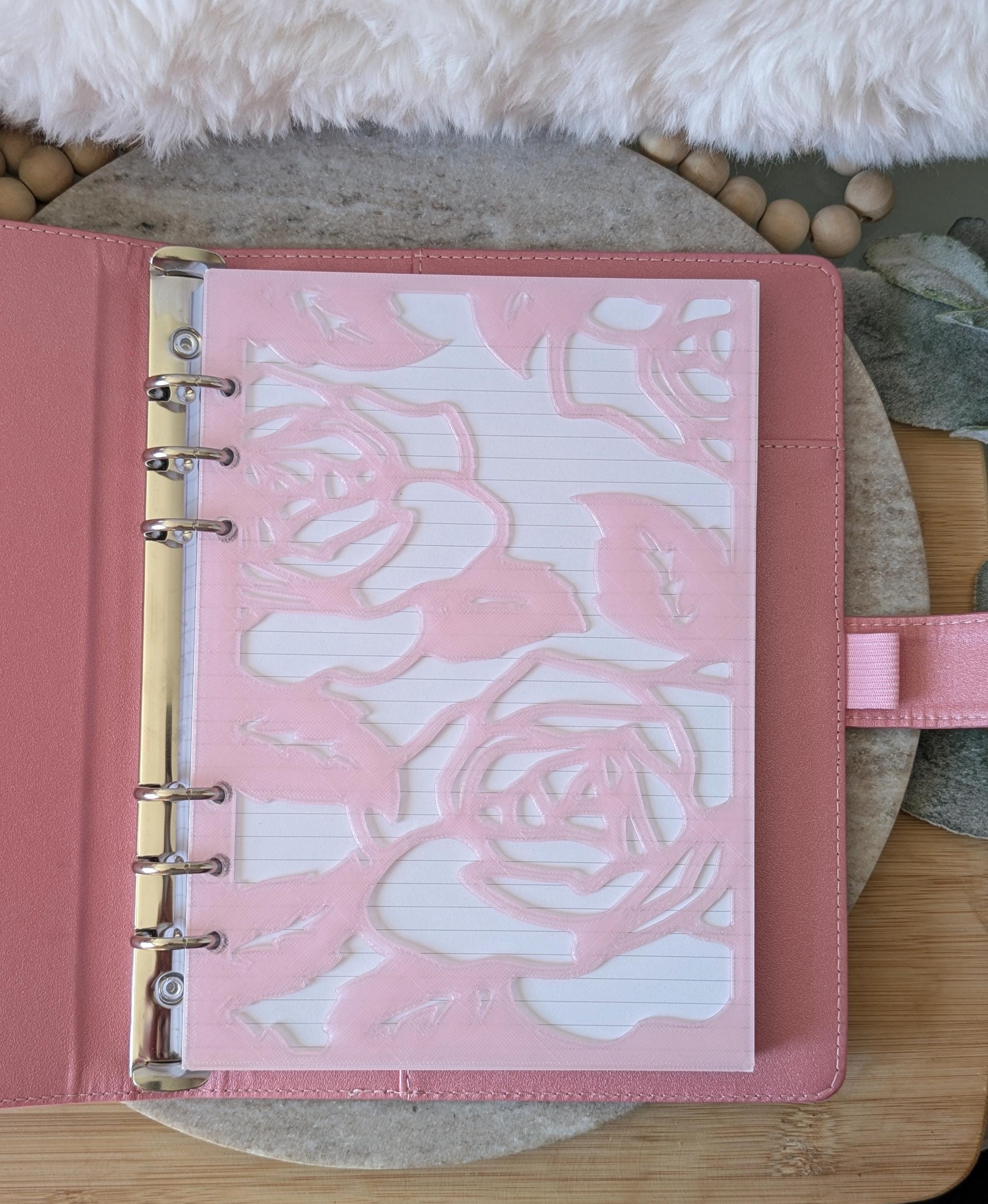 Light Pink Rose Overlay Layer Decor for A5 Planner binders 3d Printed Dashboard Flyleaf Insert Page Marker Soft Pink Girly Aesthetic