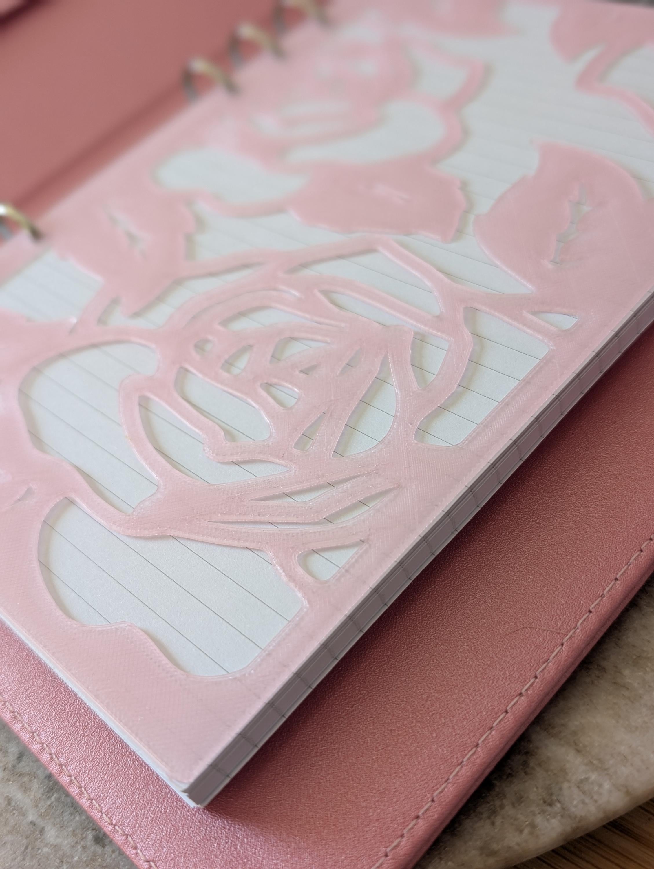 Light Pink Rose Overlay Layer Decor for A5 Planner binders 3d Printed Dashboard Flyleaf Insert Page Marker Soft Pink Girly Aesthetic