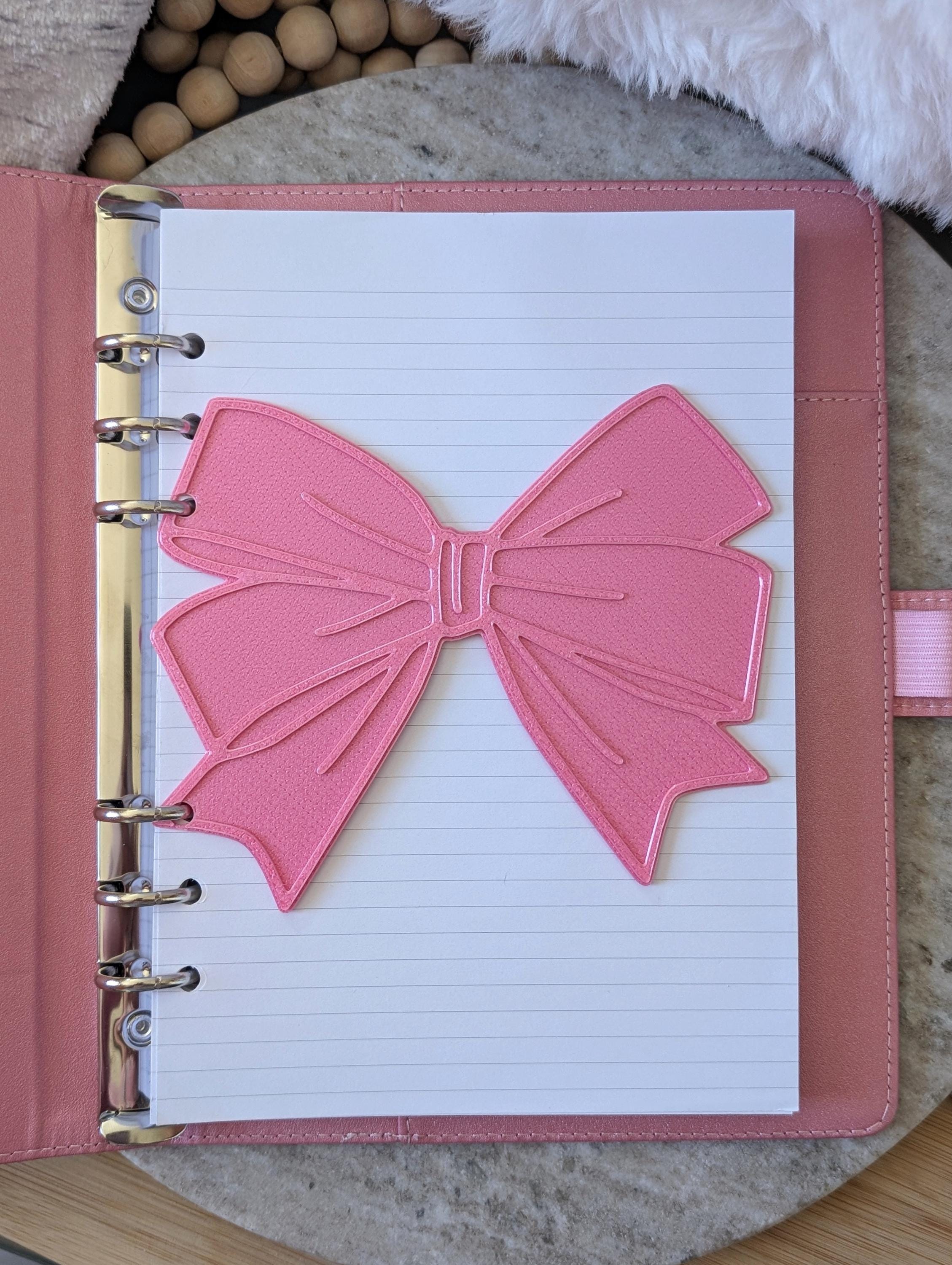 Pink Bow Dashboard Layered Decor for A5 planner binders 3d Printed Overlay Insert Page Marker Soft Pink Girly Aesthetic
