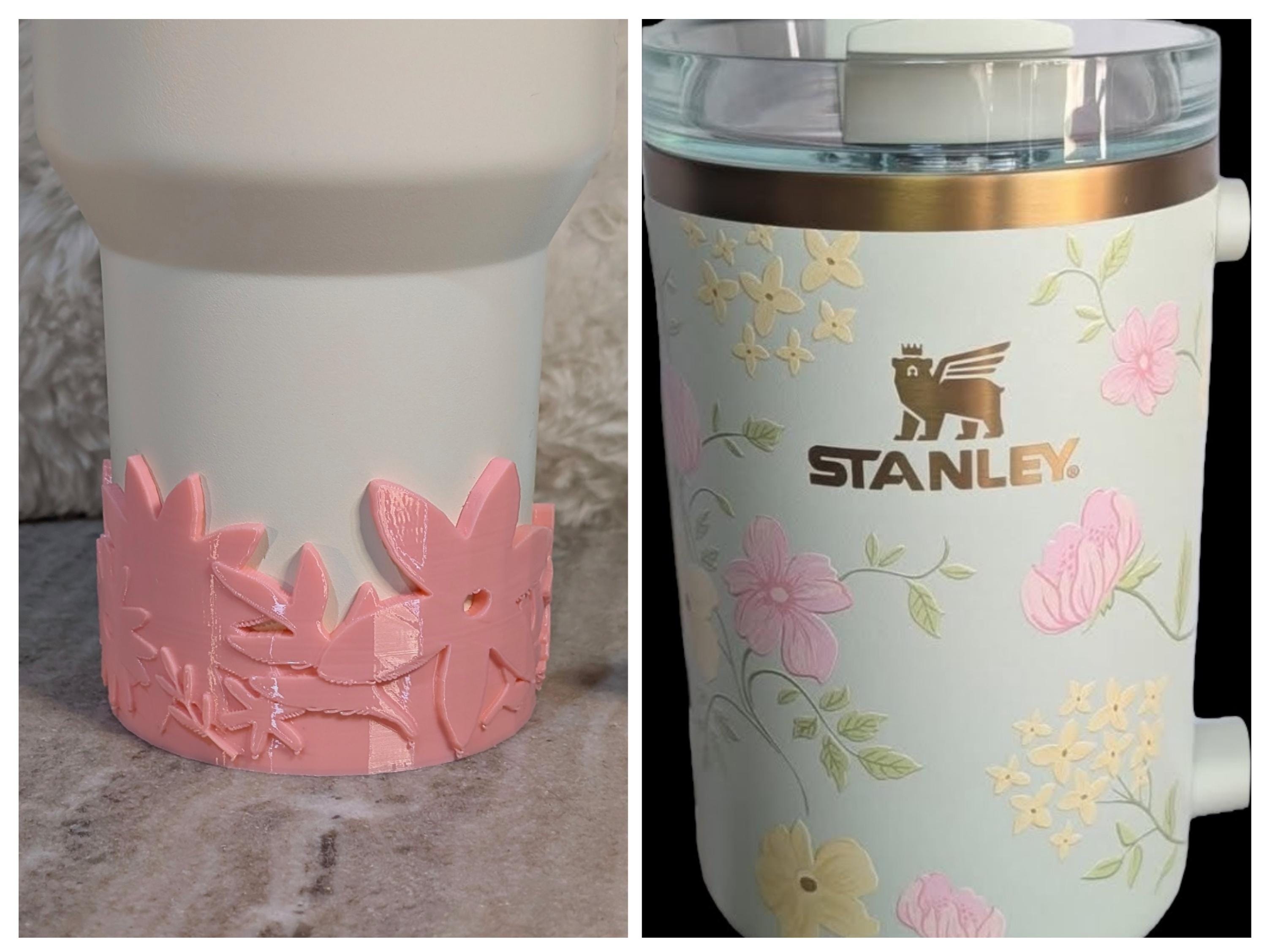 Pink Floral Tumbler Boot with Wild Flowers Tumbler Sleeve Protective 3D Printed Stanley Decor Accessories Spring Blossom